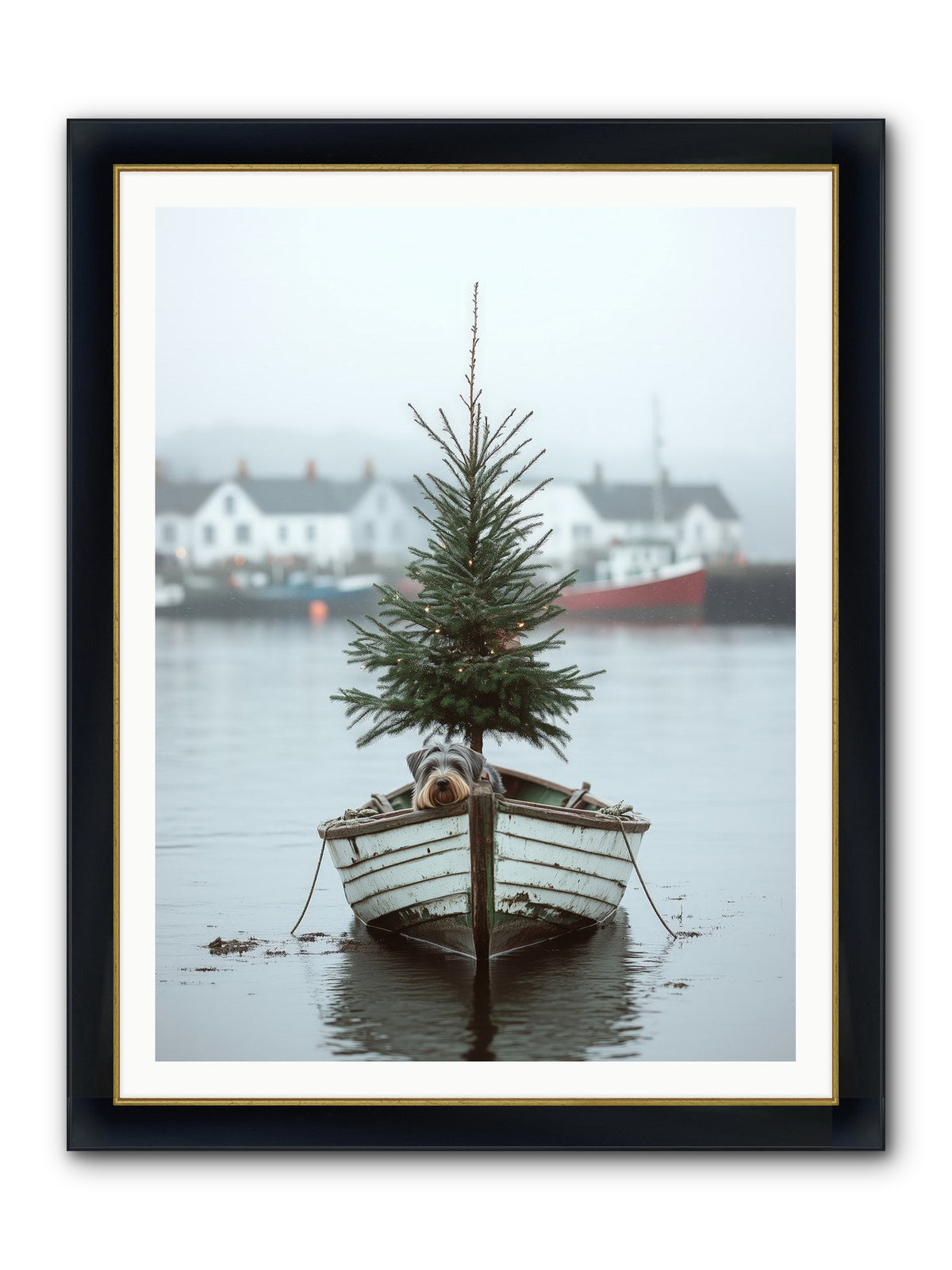 Nautical Noel Framed Print - Wide Black w/Gold 36x48