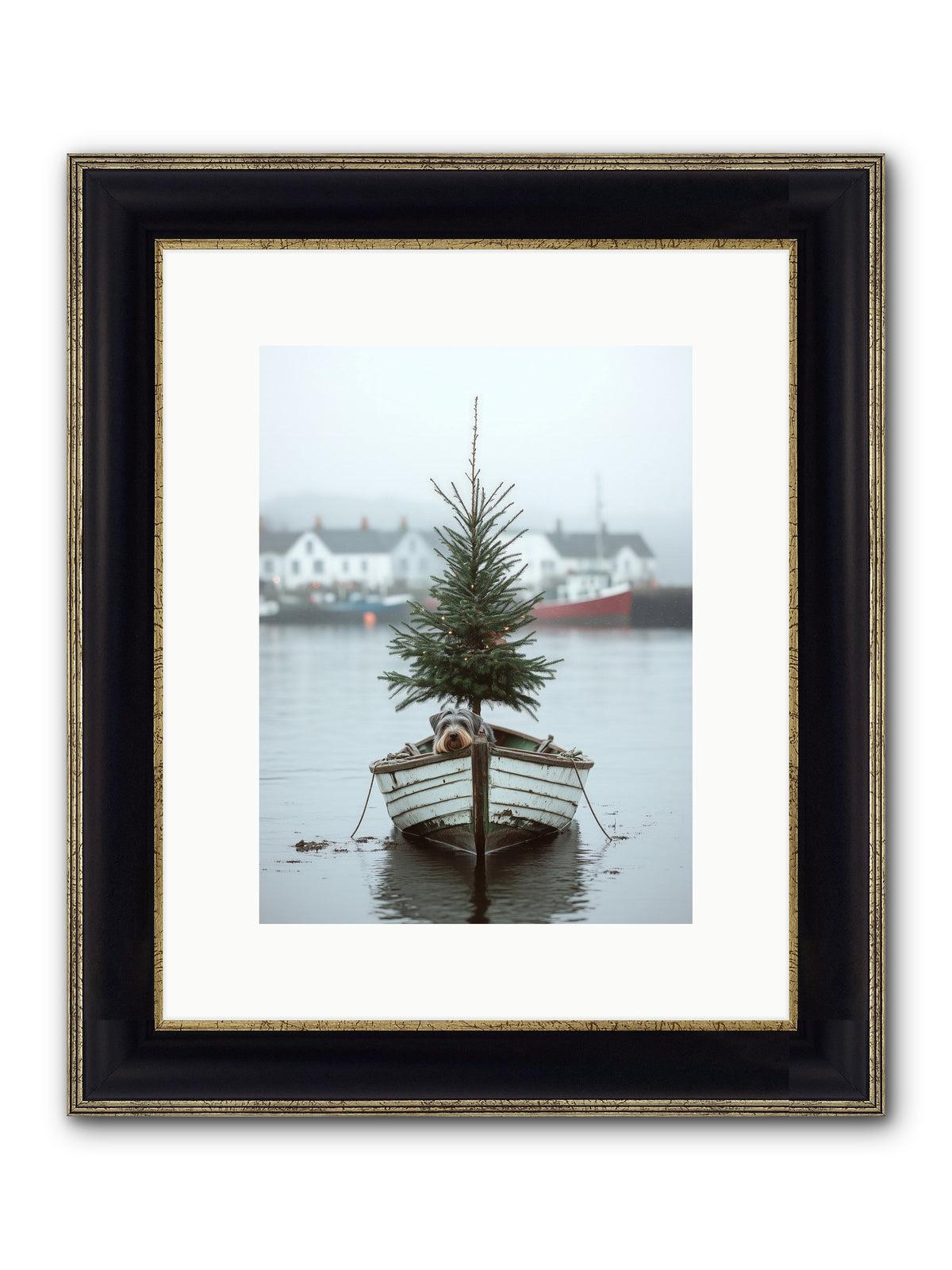 Nautical Noel Framed Print - Black & Gold 9x12