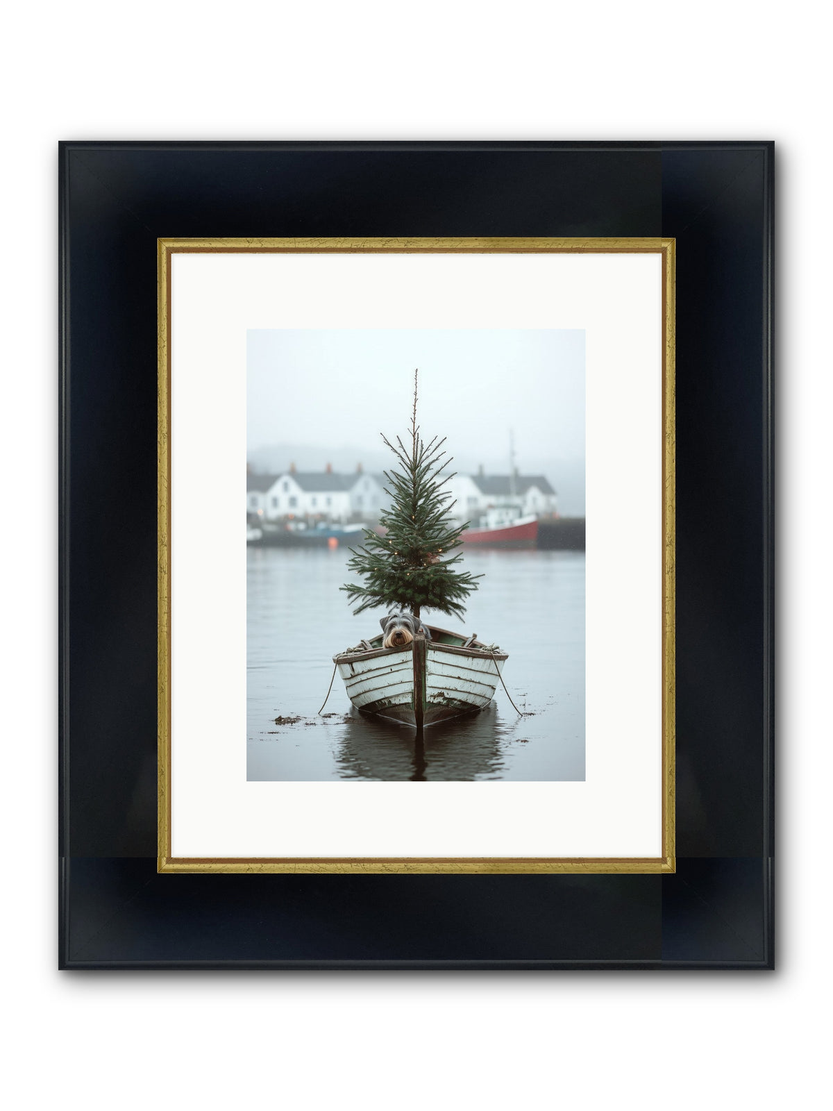 Nautical Noel Framed Print - Wide Black w/Gold 9x12