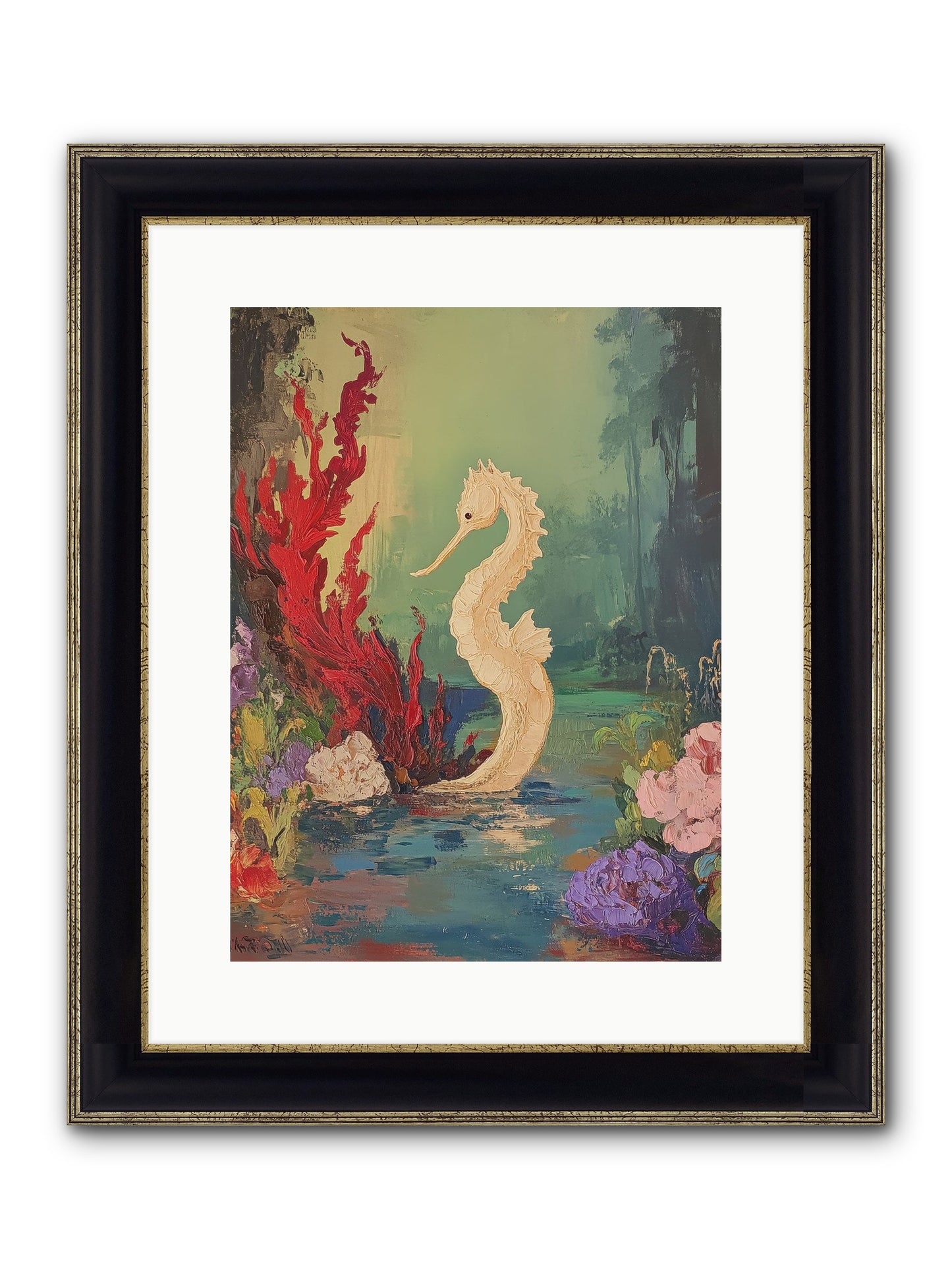 Nautical Sprite Framed Print - Black & Gold 12x16