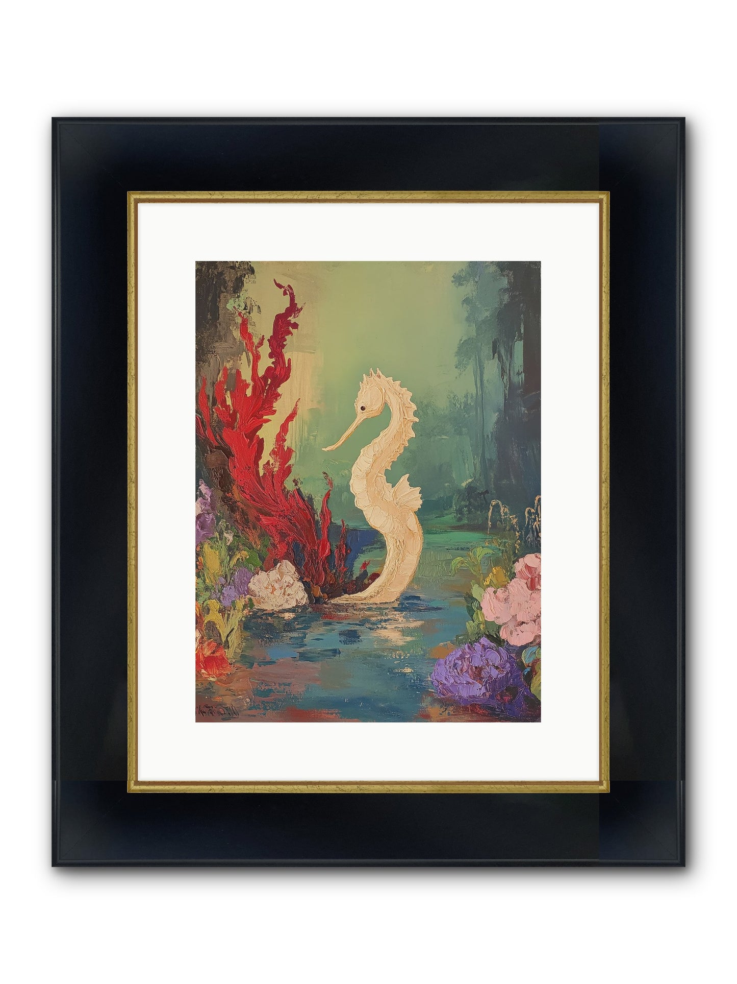 Nautical Sprite Framed Print - Wide Black w/Gold 12x16