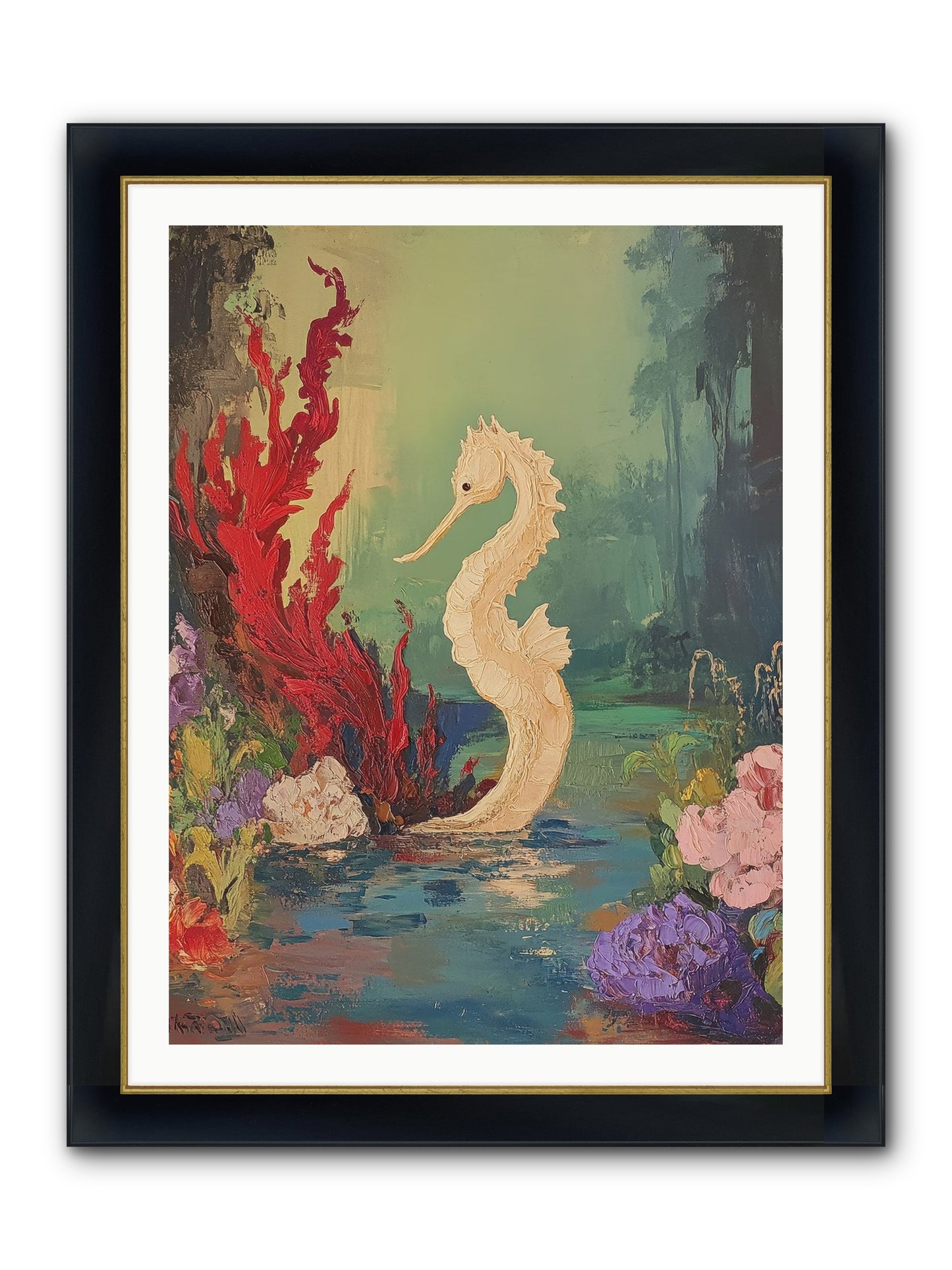 Nautical Sprite Framed Print - Wide Black w/Gold 30x40