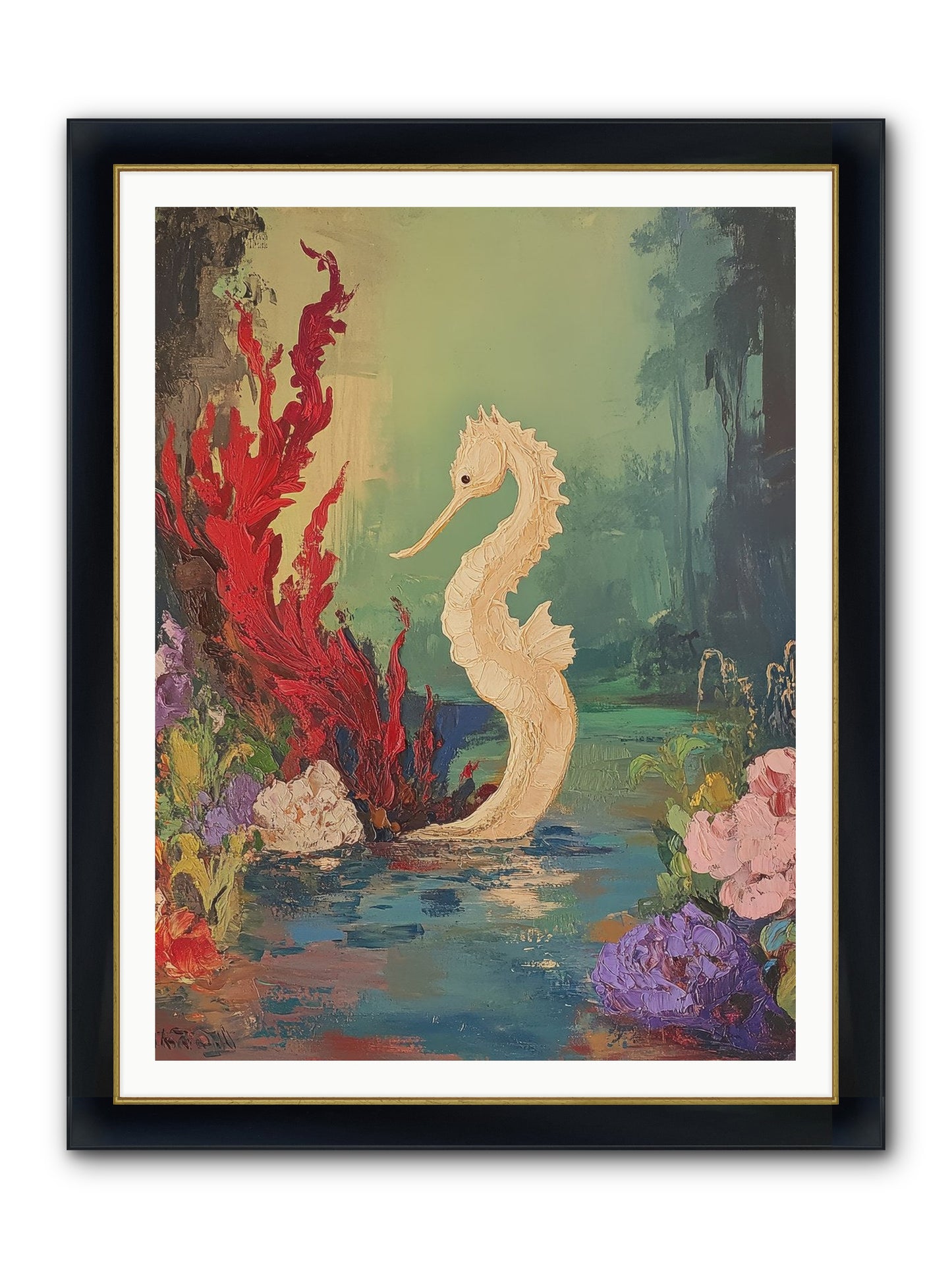 Nautical Sprite Framed Print - Wide Black w/Gold 36x48