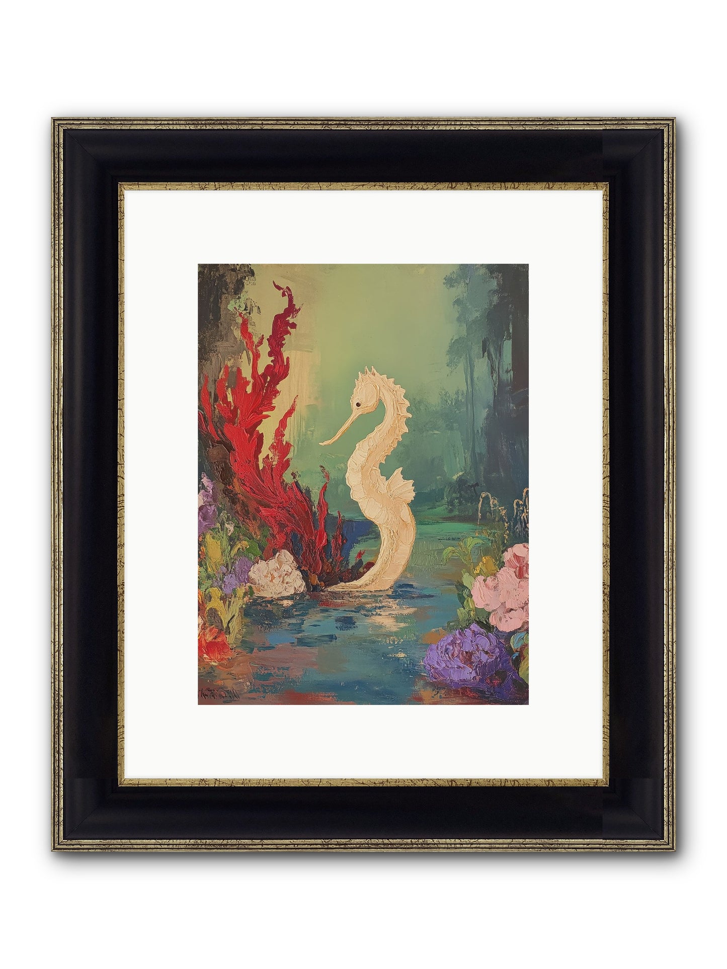 Nautical Sprite Framed Print - Black & Gold 9x12
