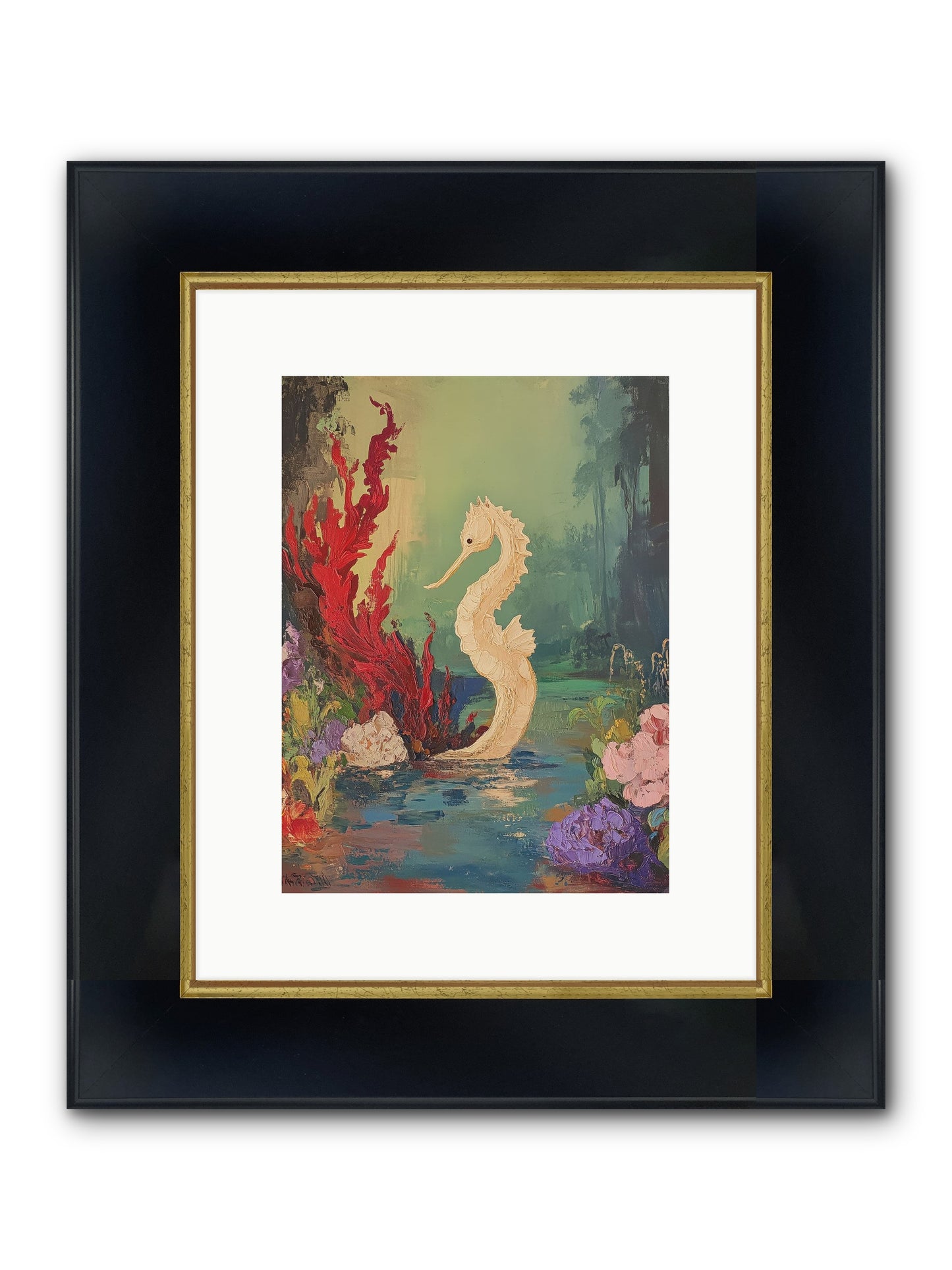 Nautical Sprite Framed Print - Wide Black w/Gold 9x12
