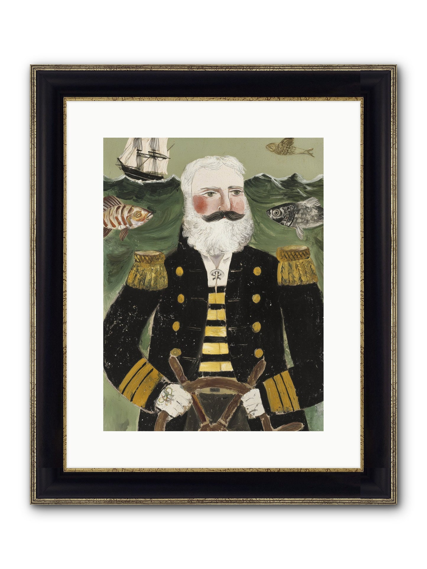 Navigator's Heart Framed Print - Black & Gold 12x16