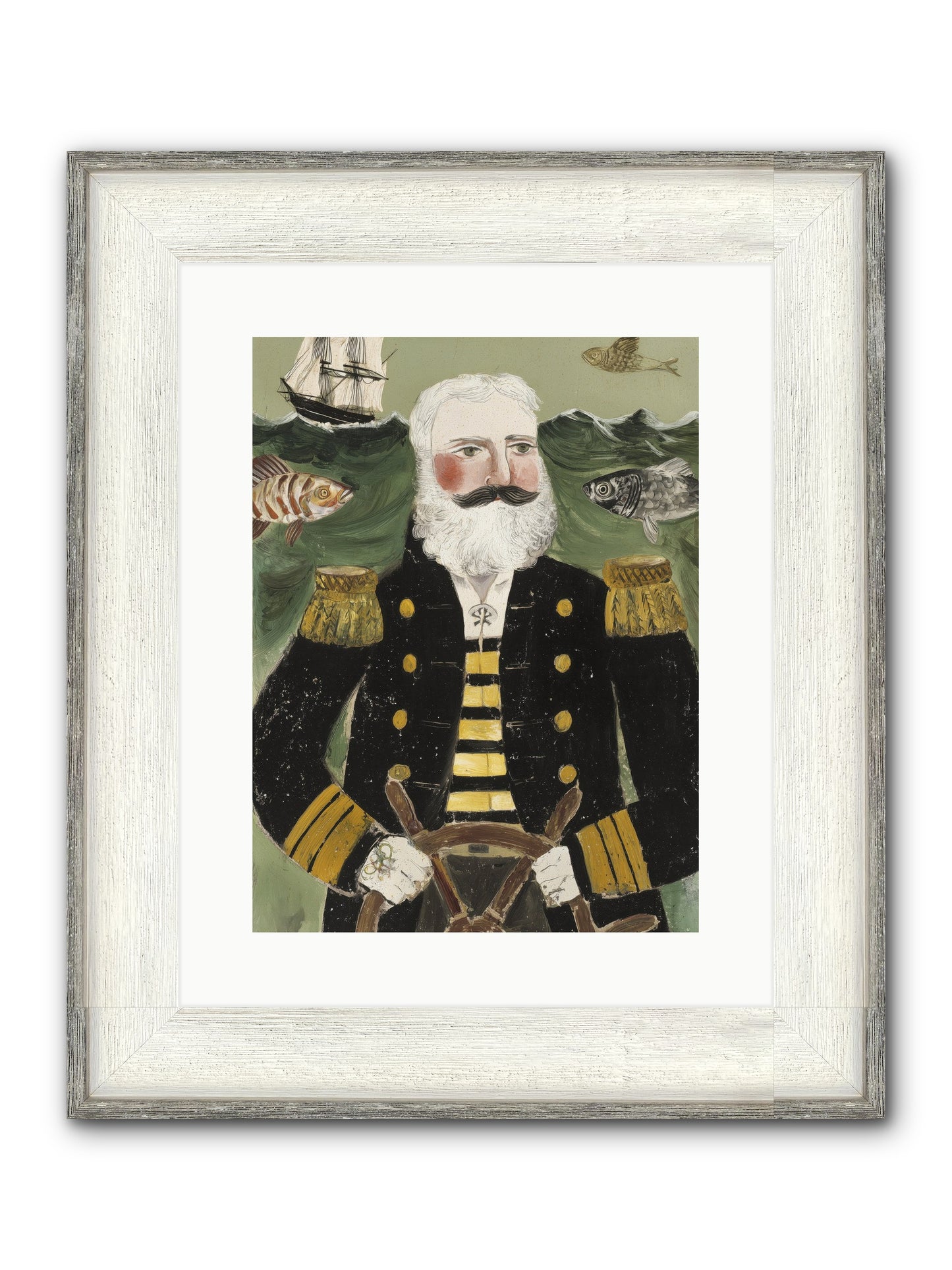 Navigator's Heart Framed Print - Driftwood White 12x16