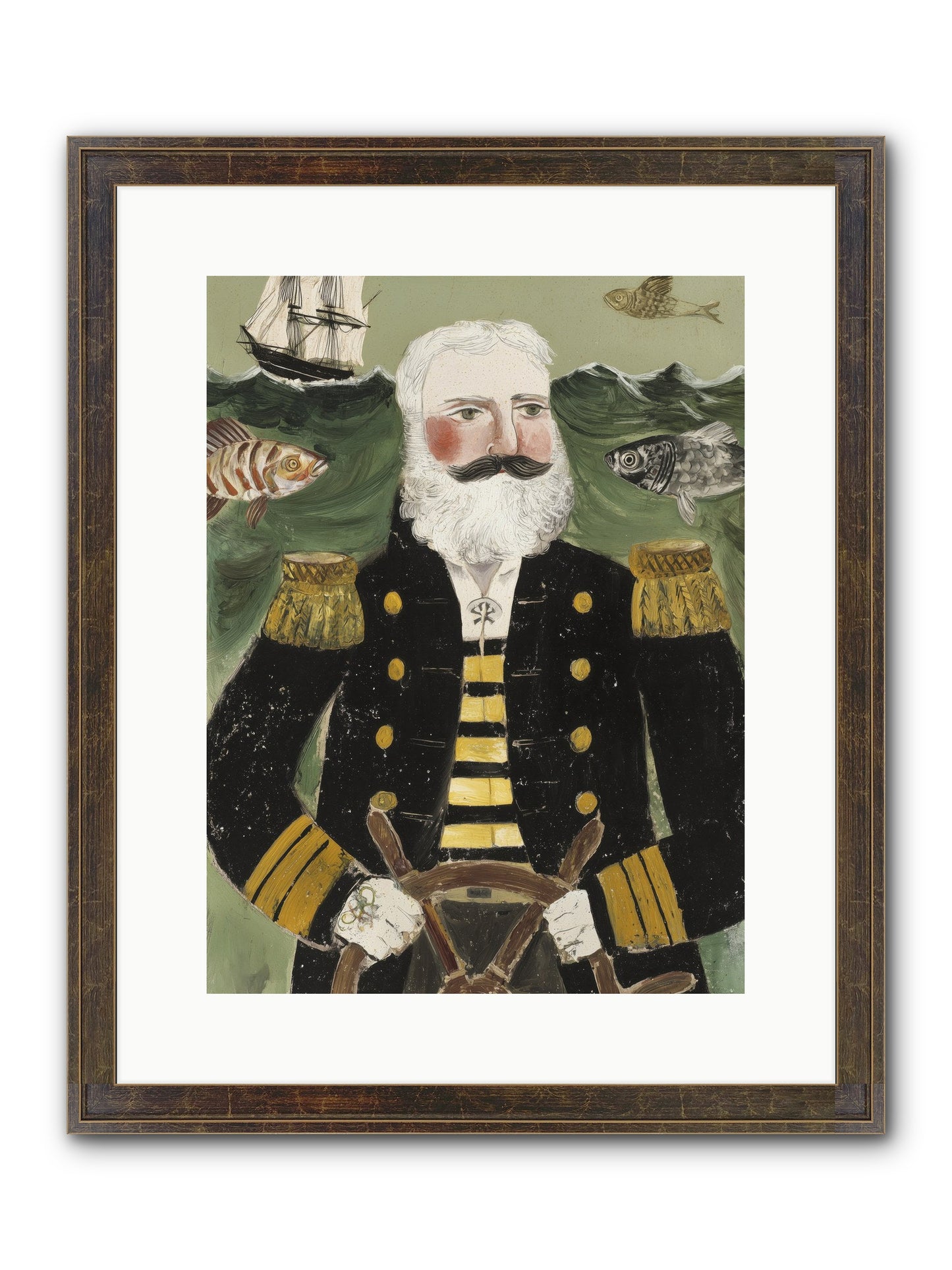 Navigator's Heart Framed Print - Slimwoods Black/Gold 12x16