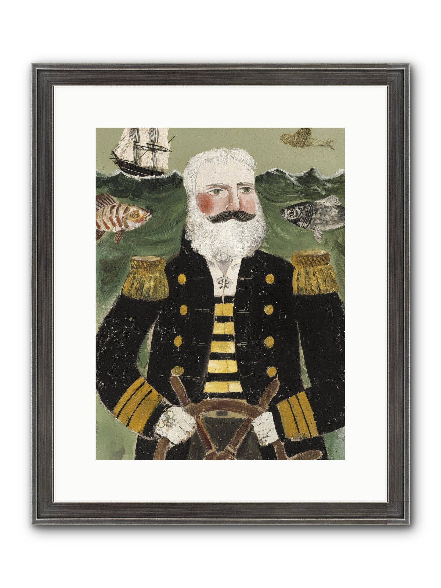 Navigator's Heart Framed Print - Slimwoods Black/Silver 12x16