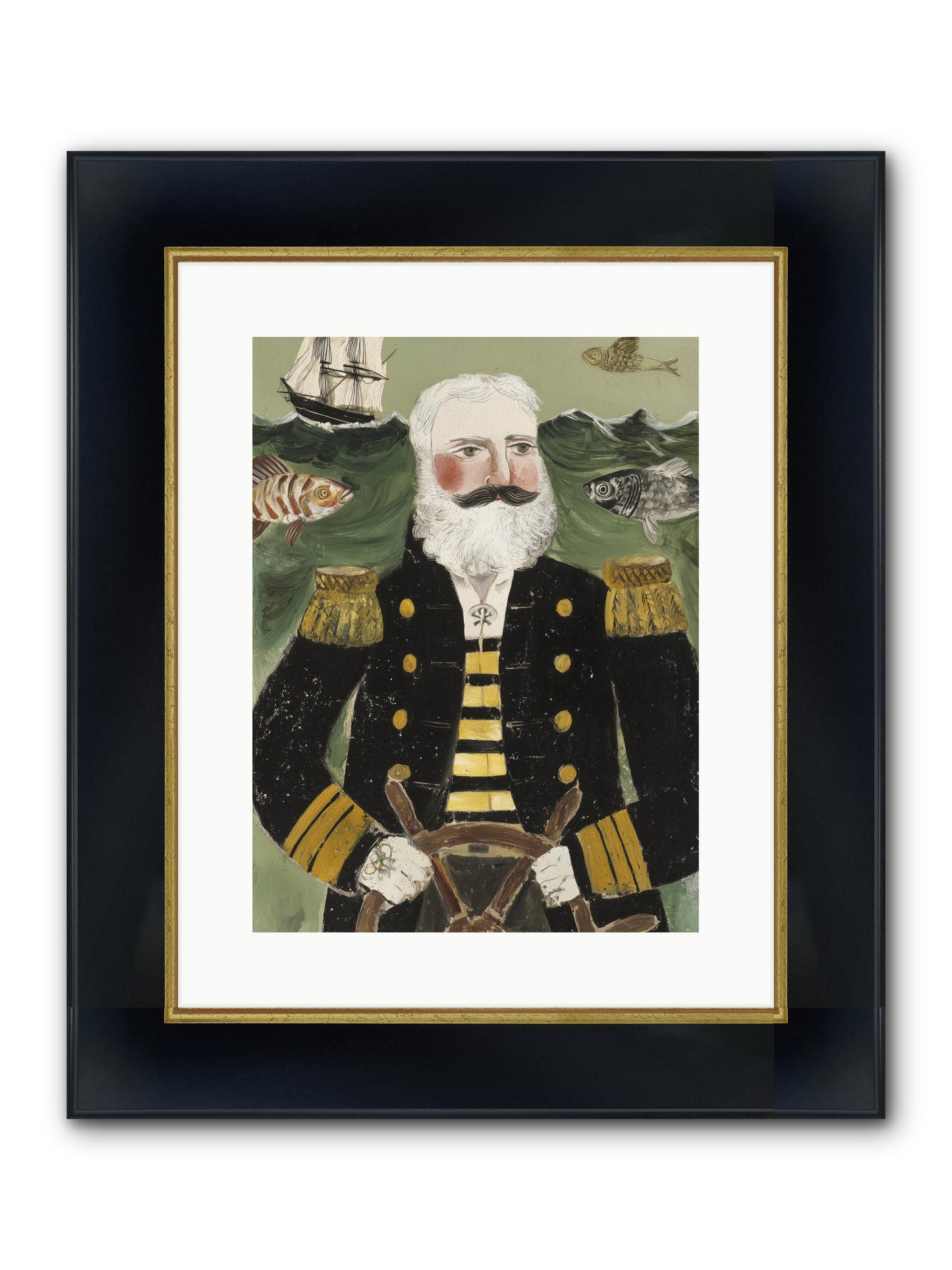 Navigator's Heart Framed Print - Wide Black w/Gold 12x16