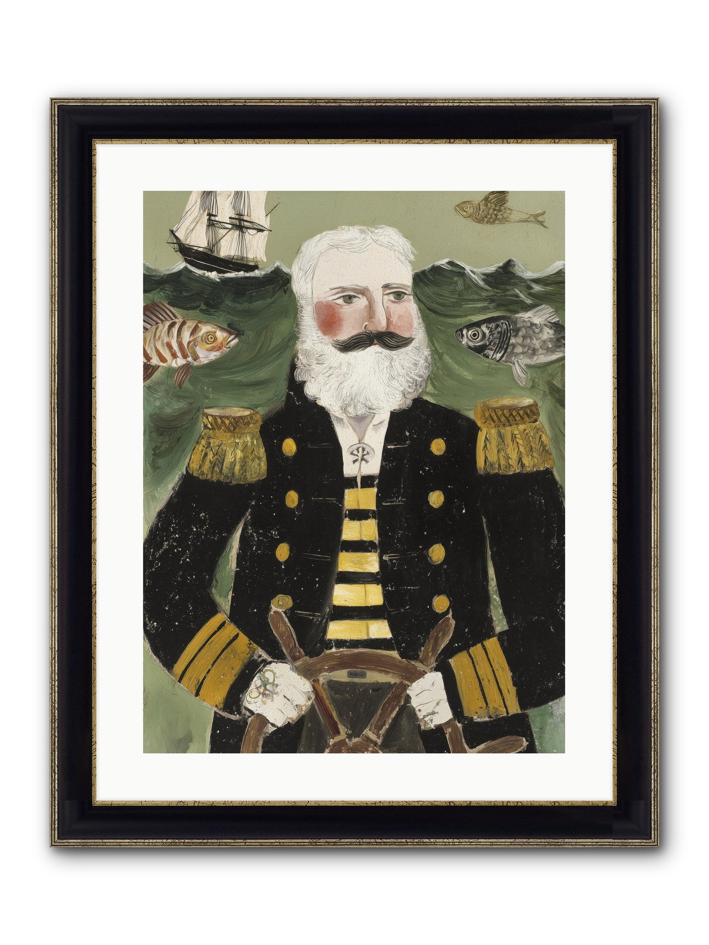 Navigator's Heart Framed Print - Black & Gold 18x24