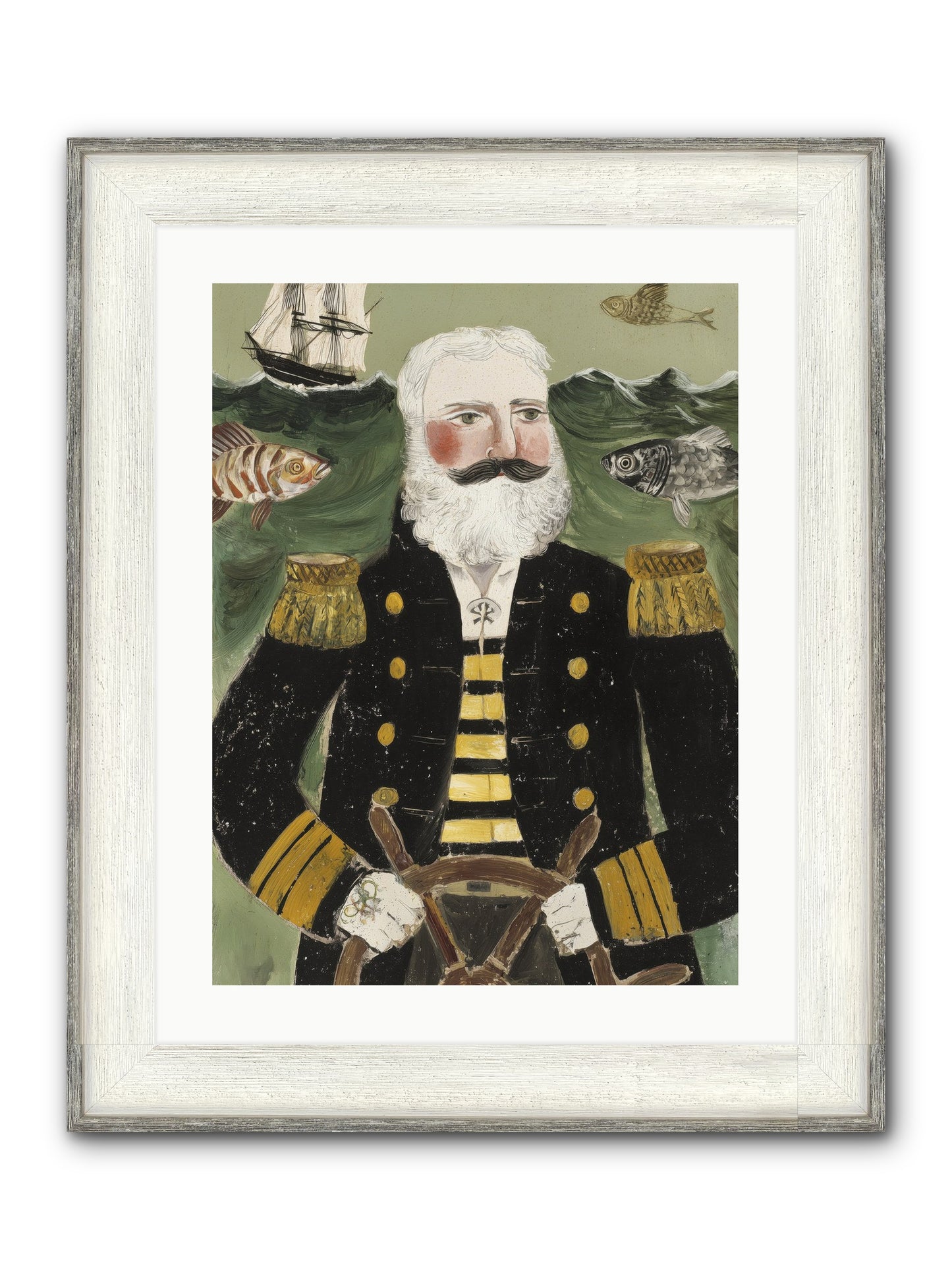 Navigator's Heart Framed Print - Driftwood White 18x24