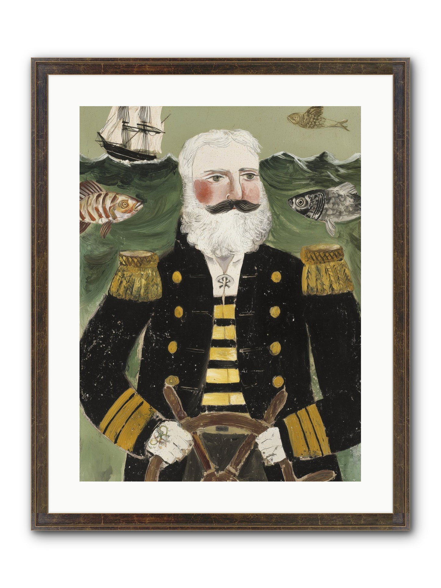 Navigator's Heart Framed Print - Slimwoods Black/Gold 18x24