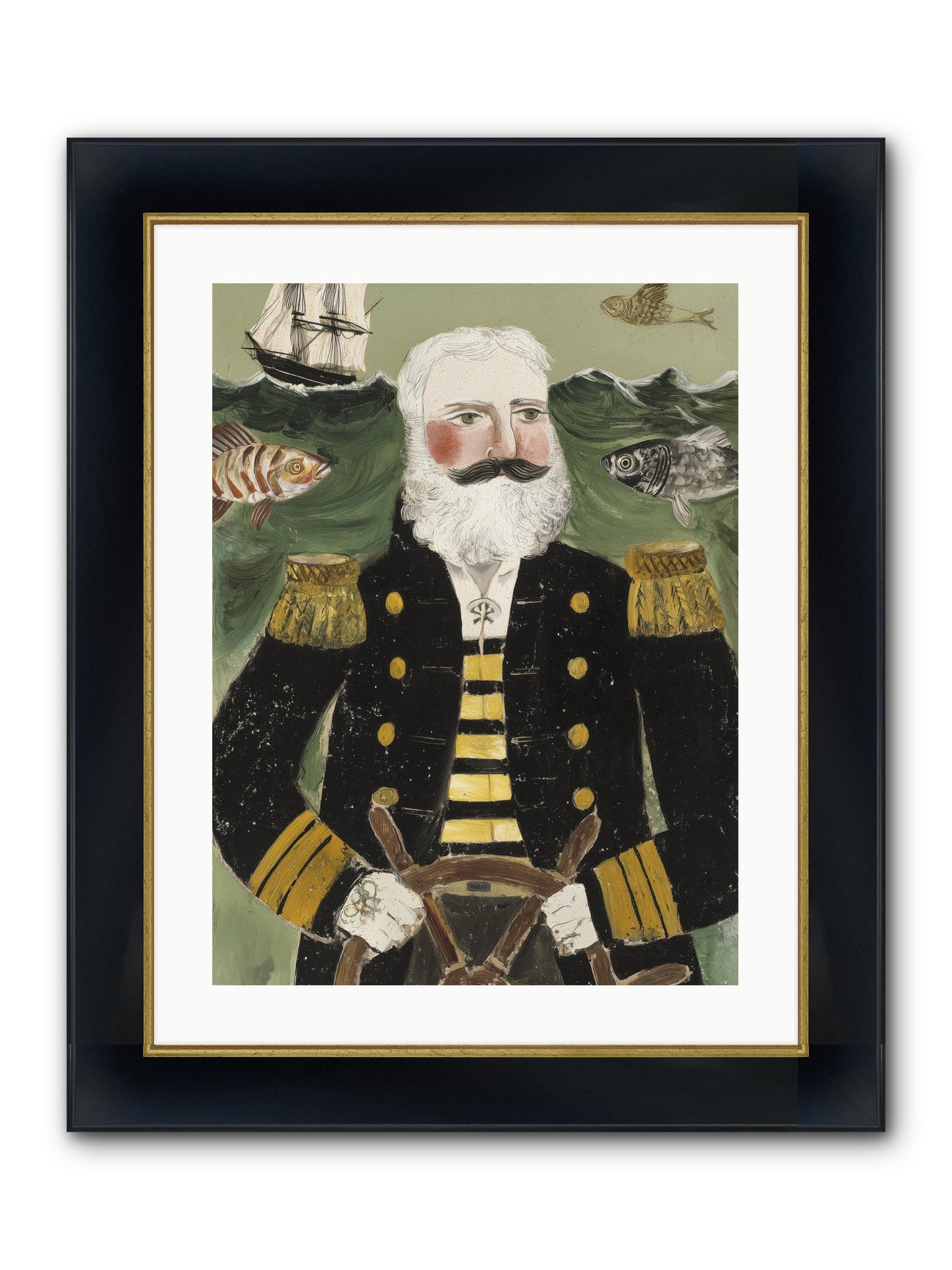 Navigator's Heart Framed Print - Wide Black w/Gold 18x24