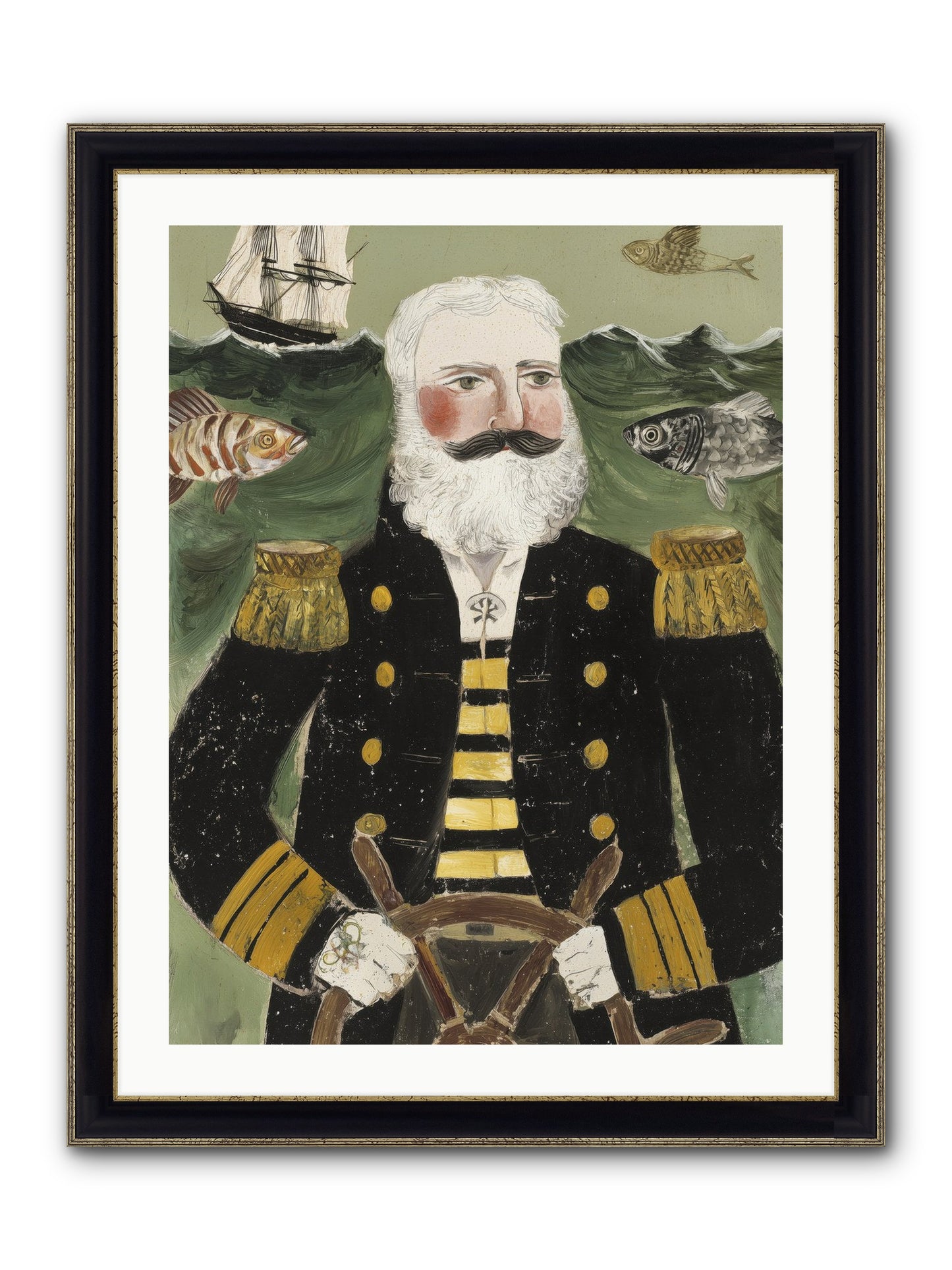Navigator's Heart Framed Print - Black & Gold 24x32