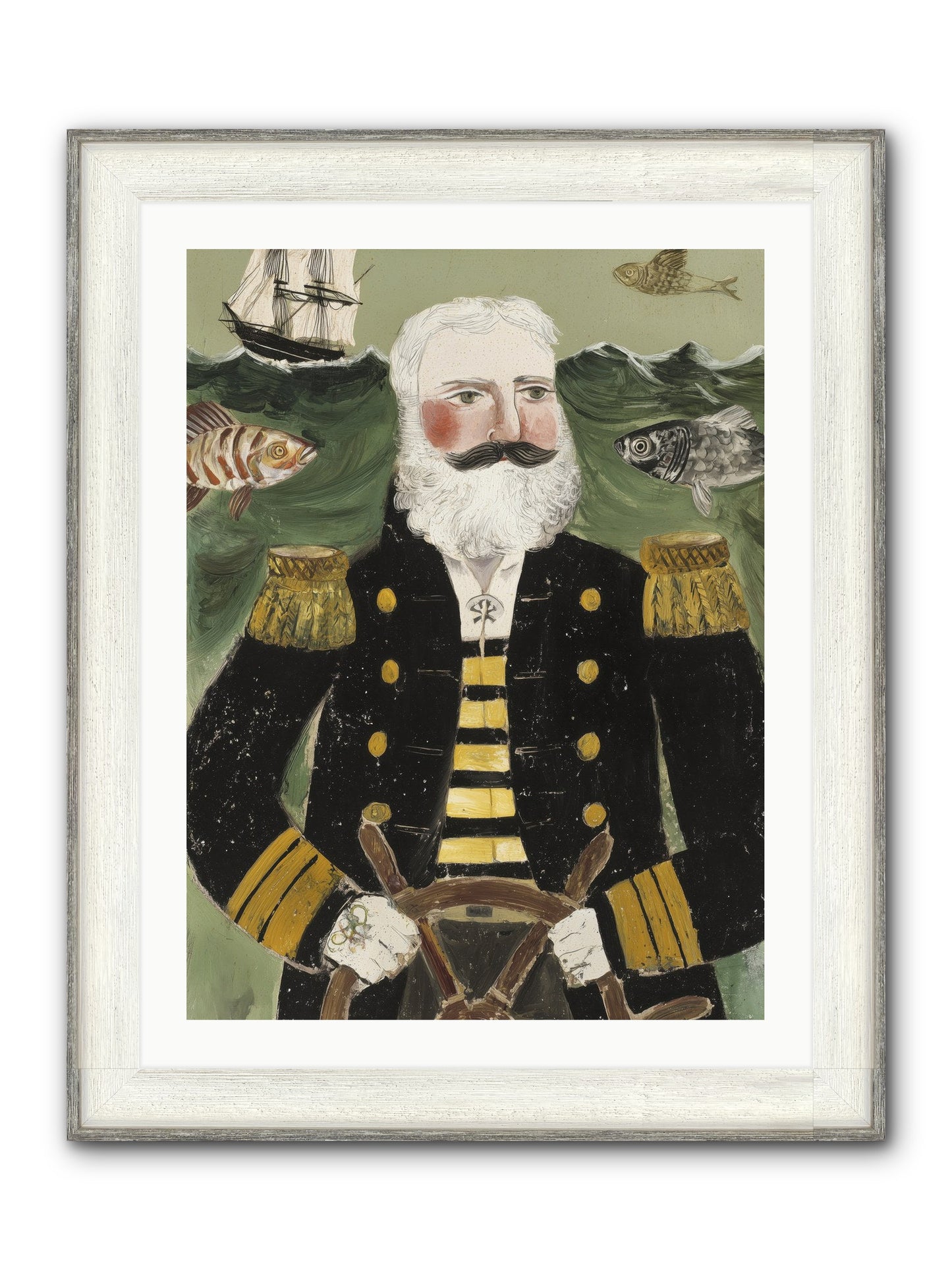Navigator's Heart Framed Print - Driftwood White 24x32