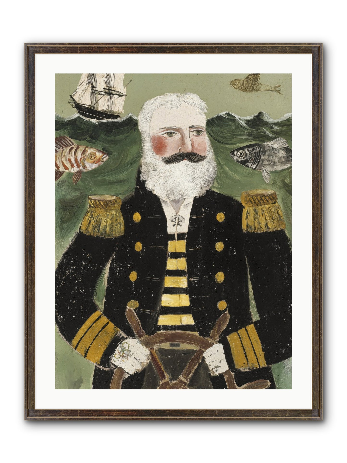 Navigator's Heart Framed Print - Slimwoods Black/Gold 24x32