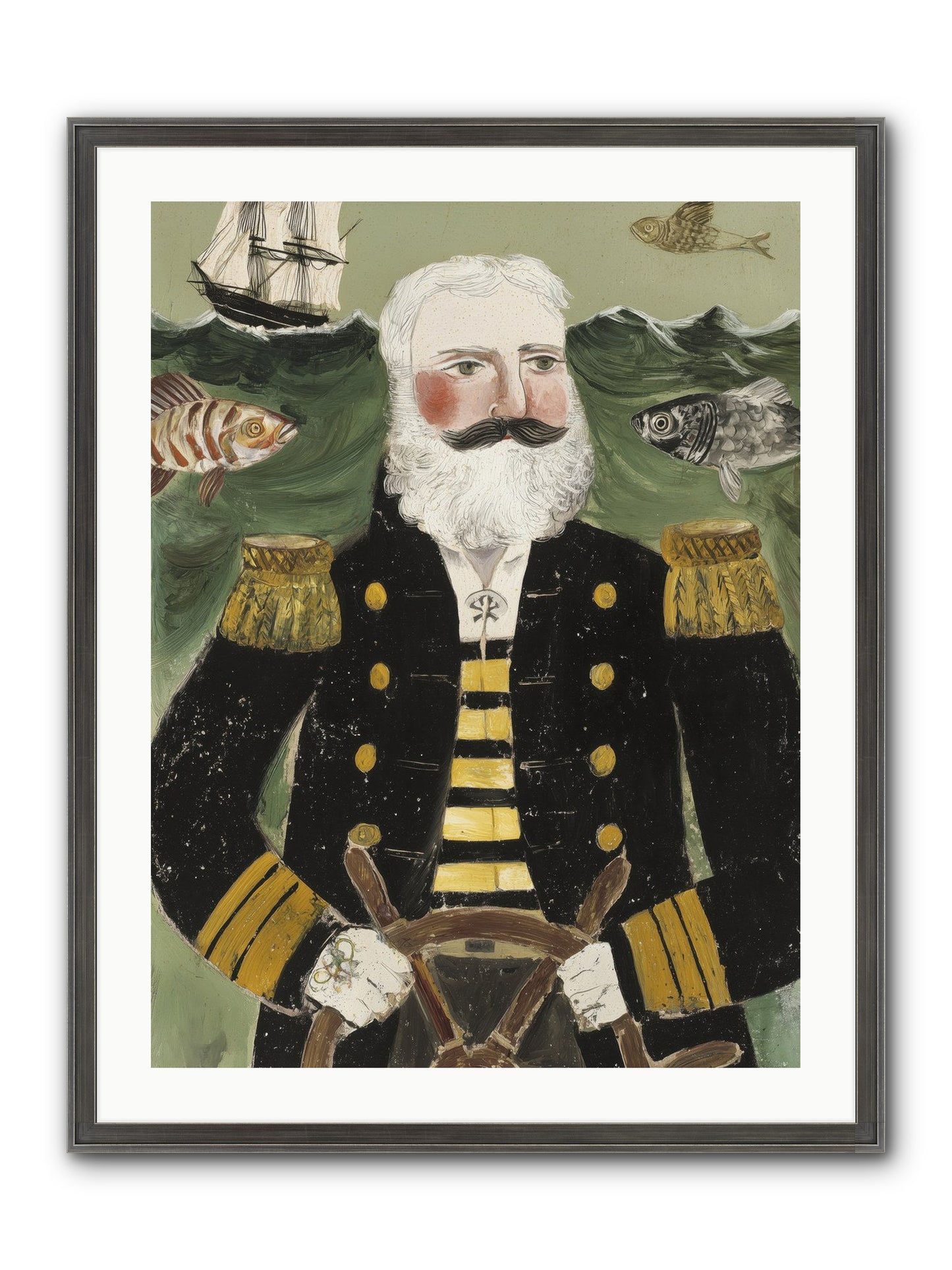Navigator's Heart Framed Print - Slimwoods Black/Silver 24x32