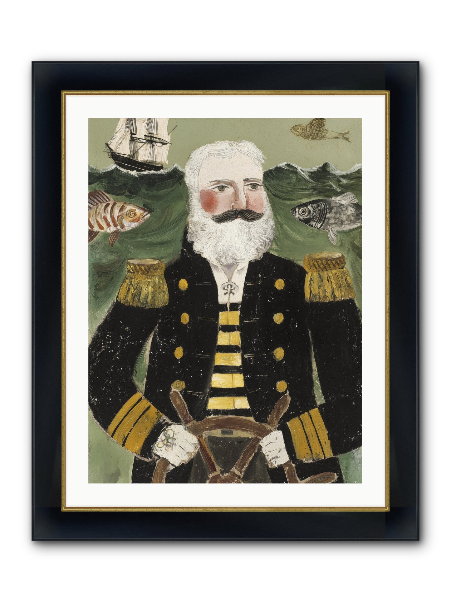 Navigator's Heart Framed Print - Wide Black w/Gold 24x32