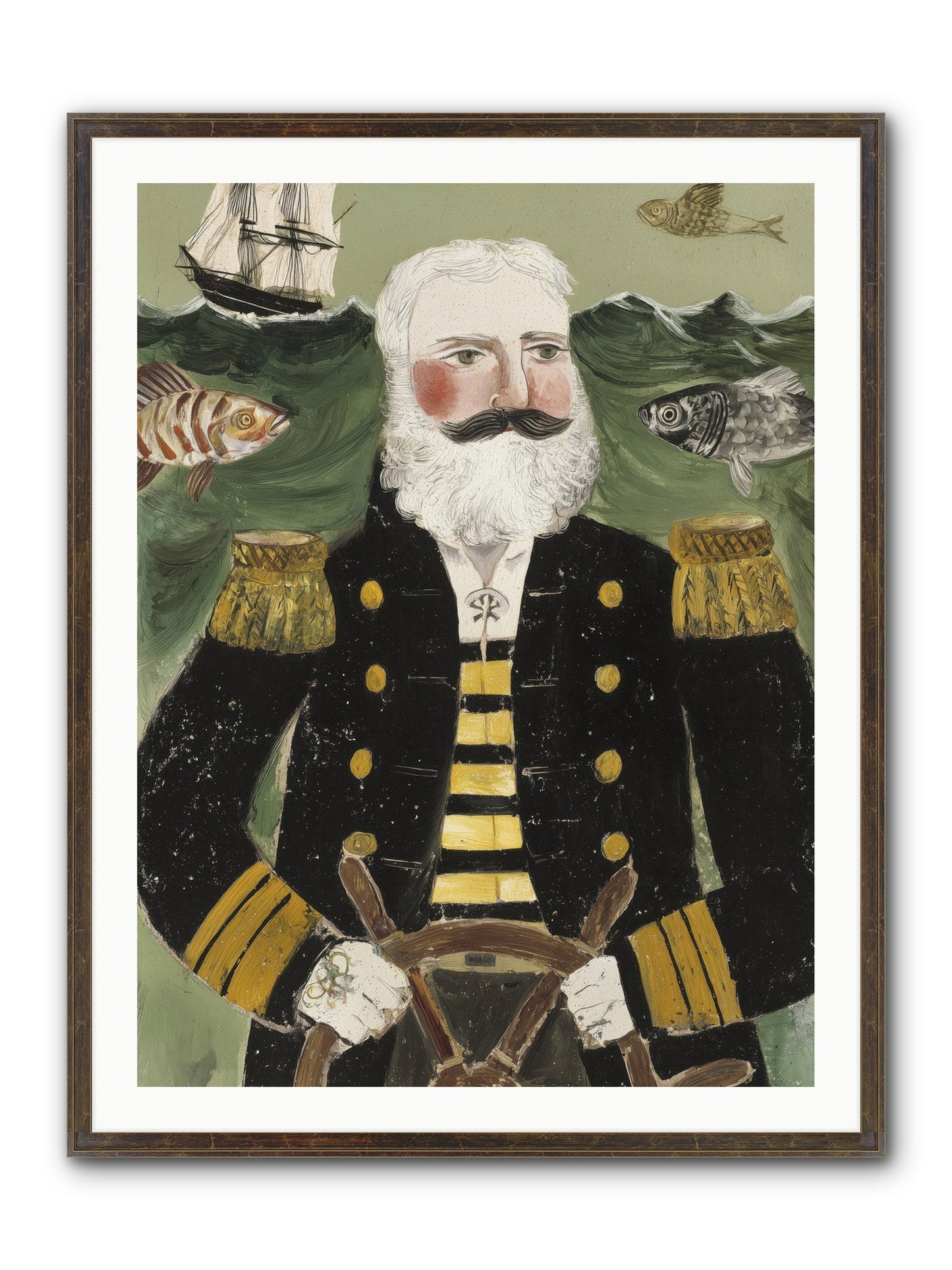 Navigator's Heart Framed Print - Slimwoods Black/Gold 30x40