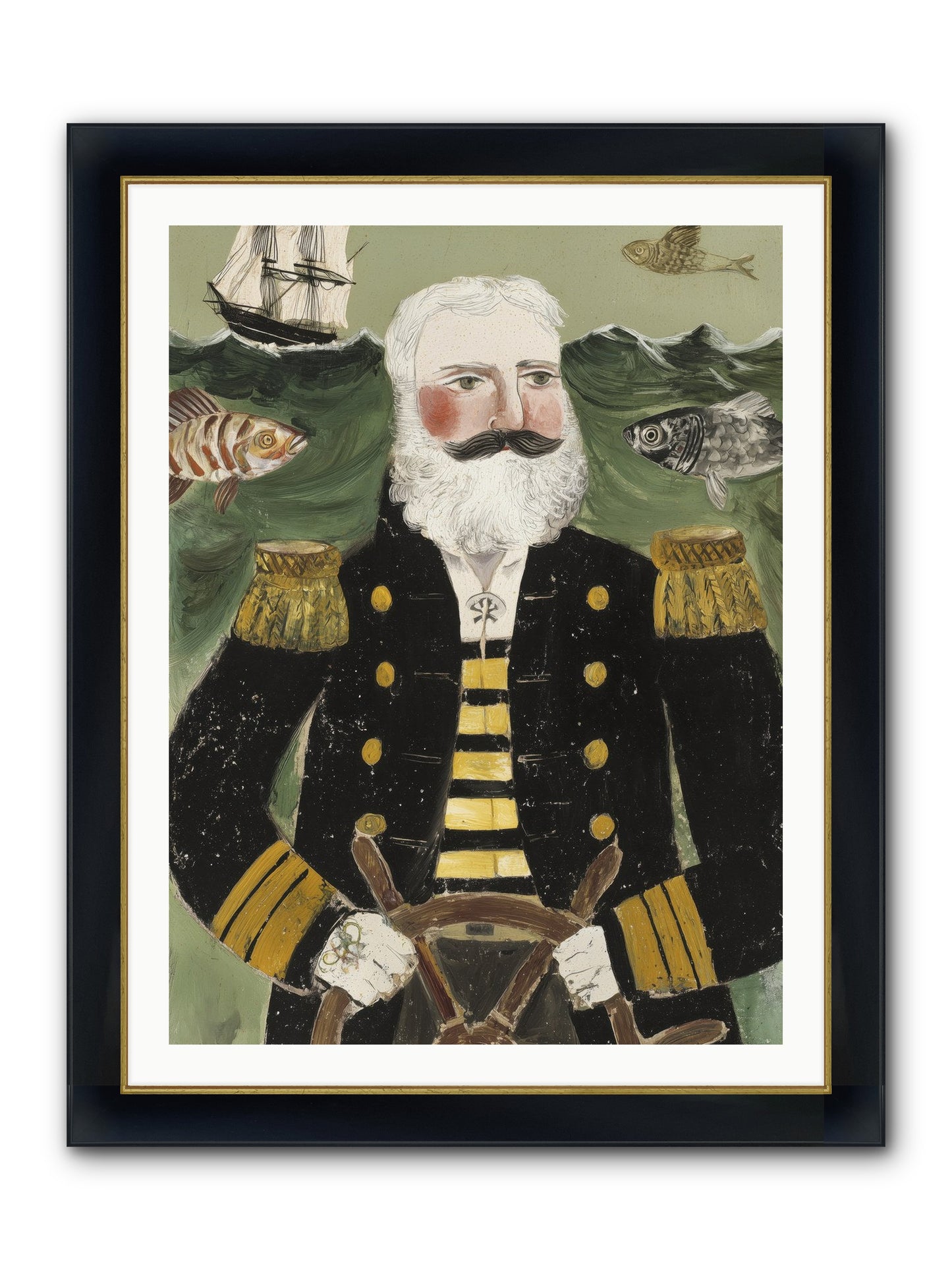 Navigator's Heart Framed Print - Wide Black w/Gold 30x40