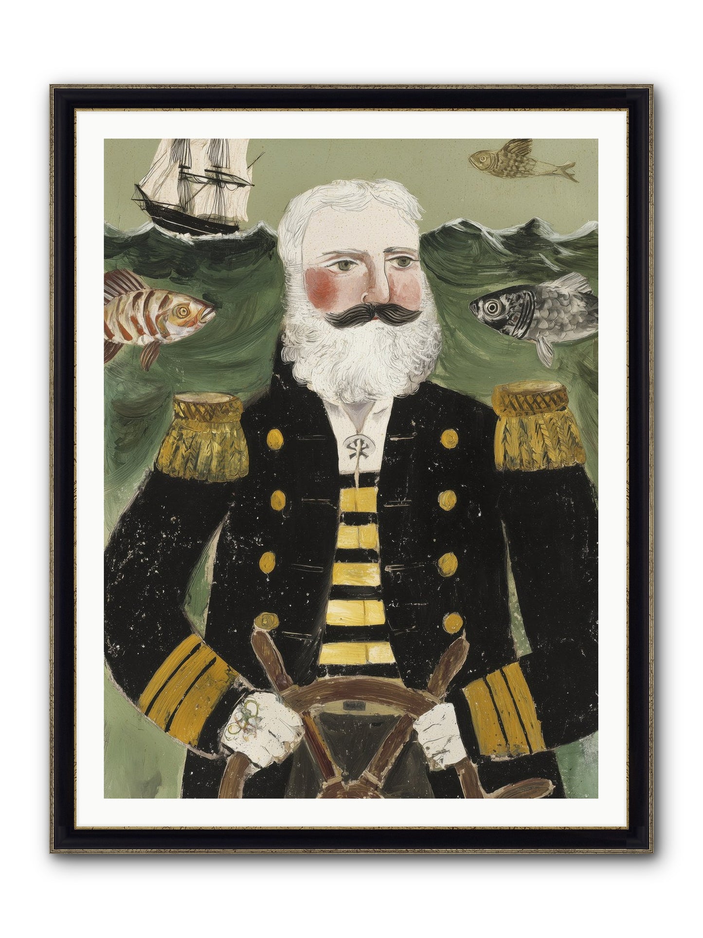 Navigator's Heart Framed Print - Black & Gold 36x48