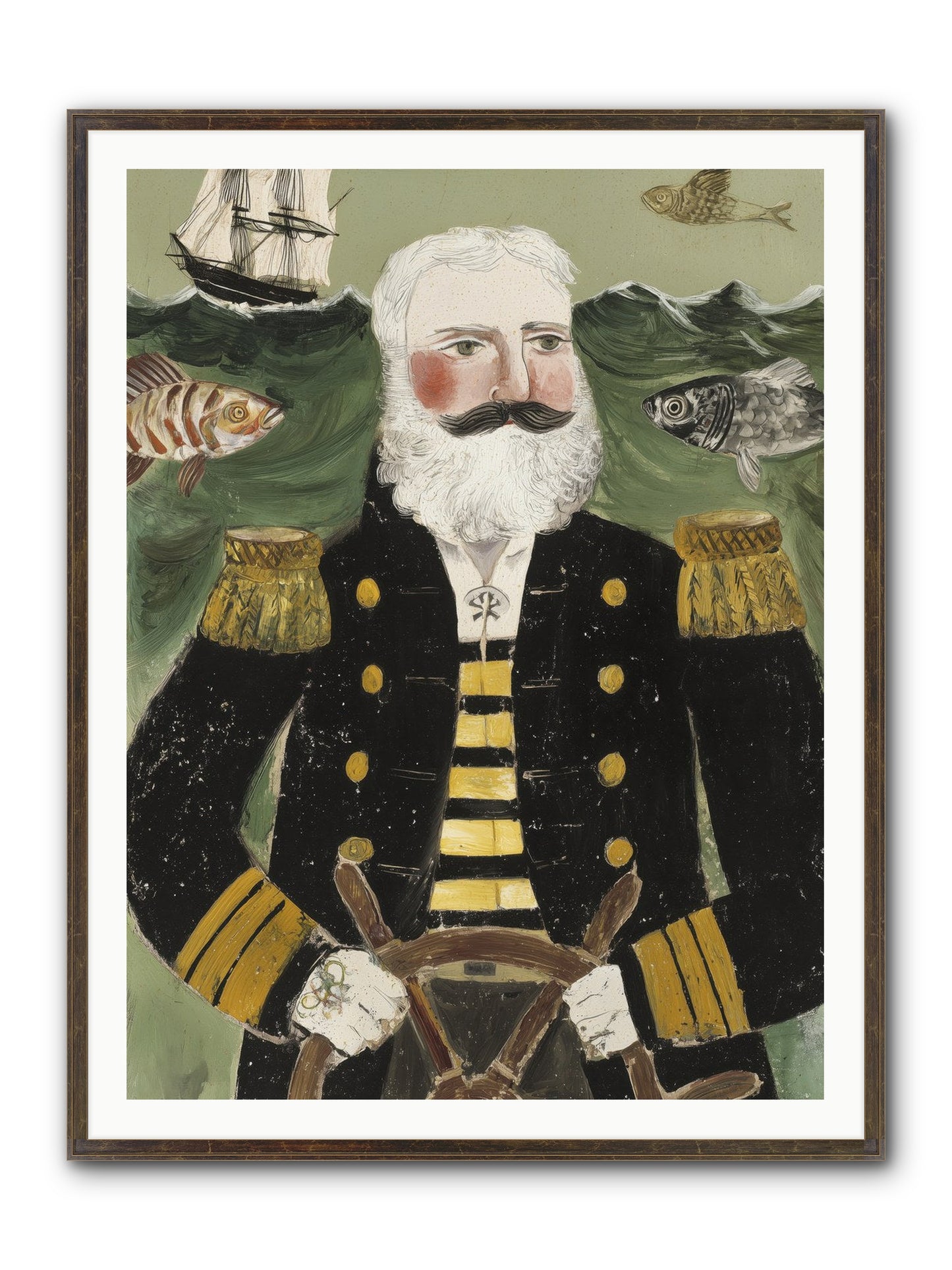 Navigator's Heart Framed Print - Slimwoods Black/Gold 36x48
