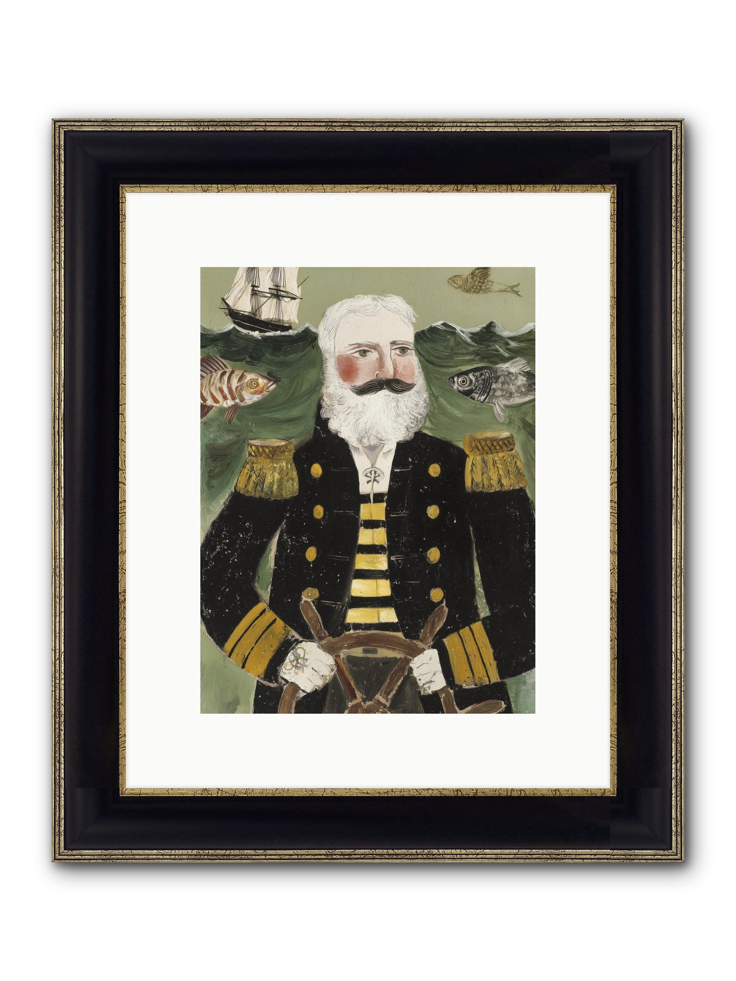Navigator's Heart Framed Print - Black & Gold 9x12