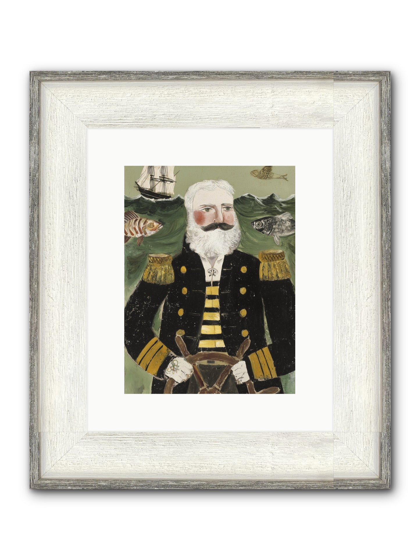 Navigator's Heart Framed Print - Driftwood White 9x12