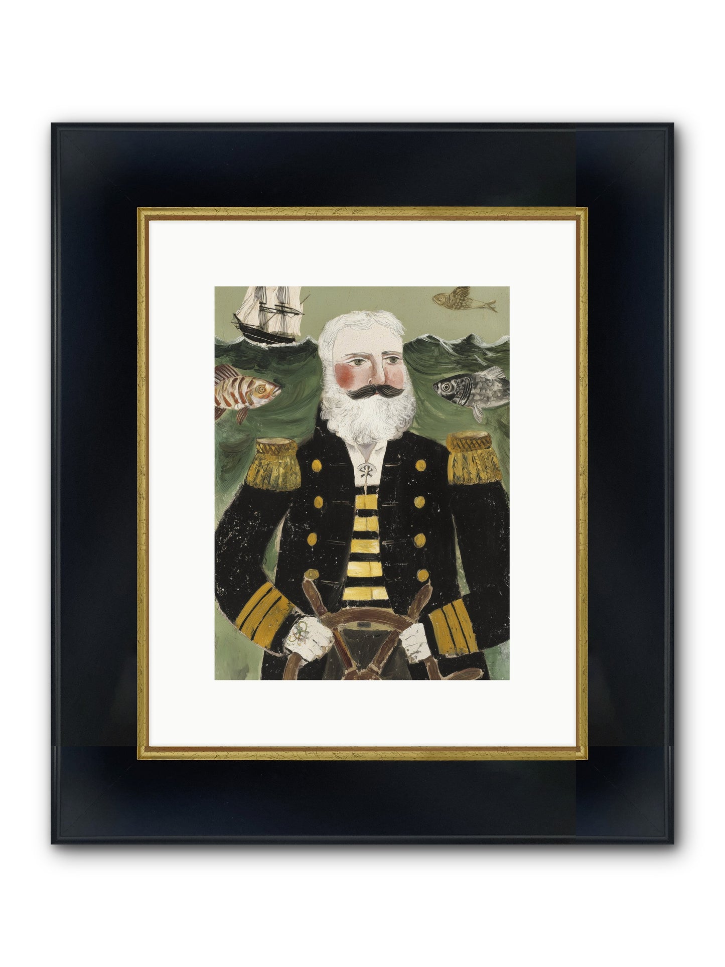 Navigator's Heart Framed Print - Wide Black w/Gold 9x12