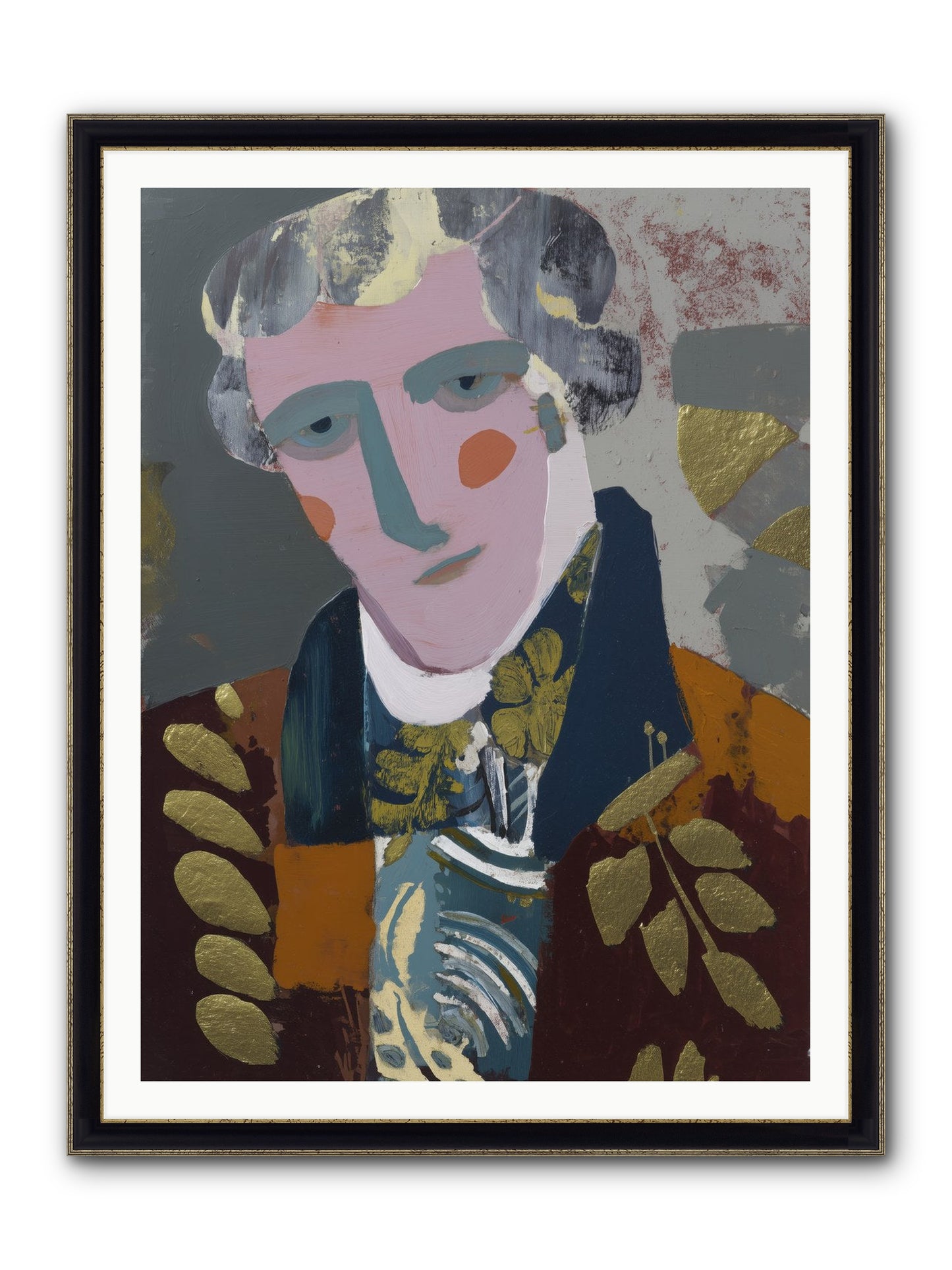 Neptune's Confidant Framed Print - Black & Gold 36x48