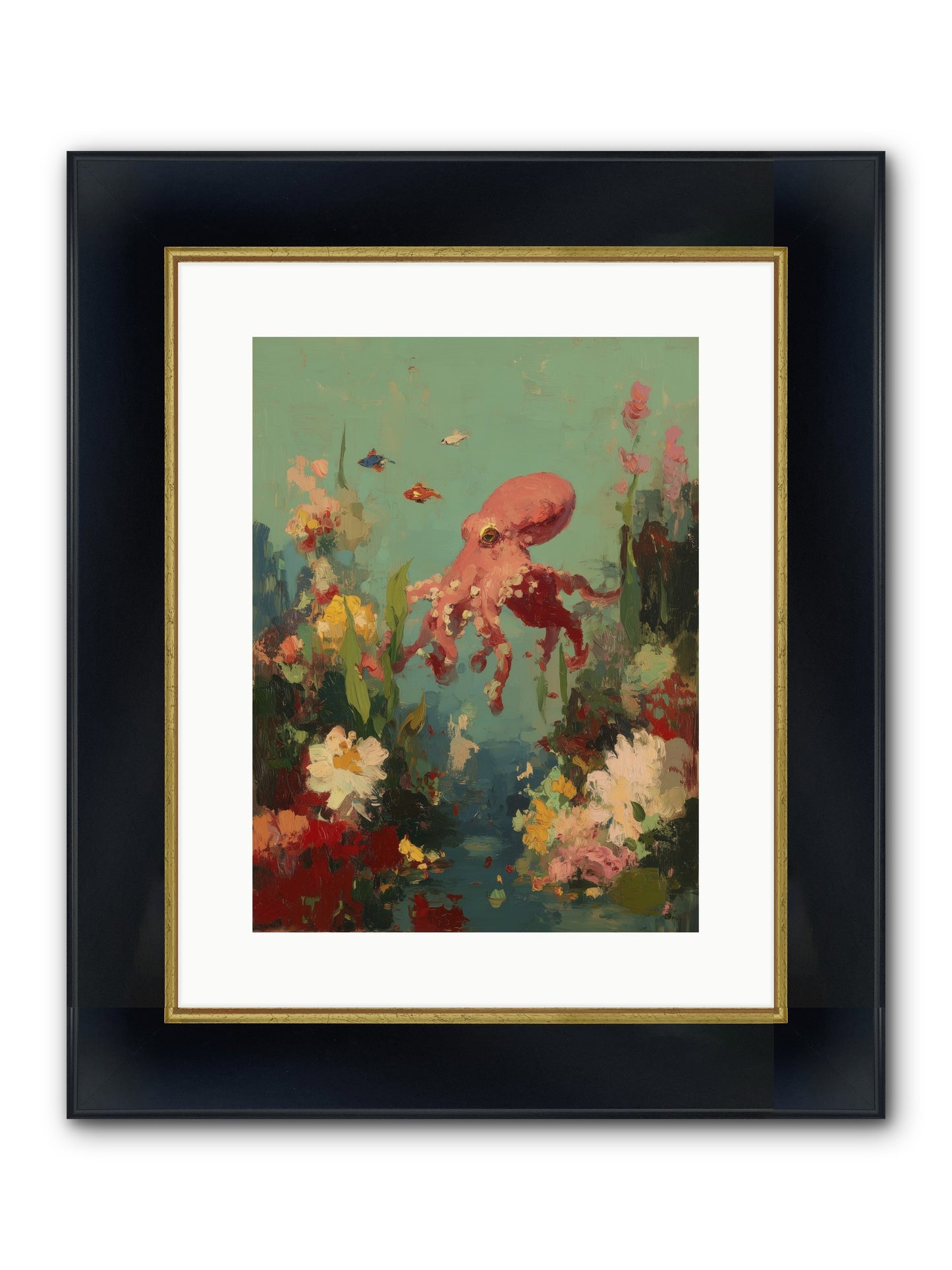 Neptune's Realm Framed Print - Wide Black w/Gold 12x16