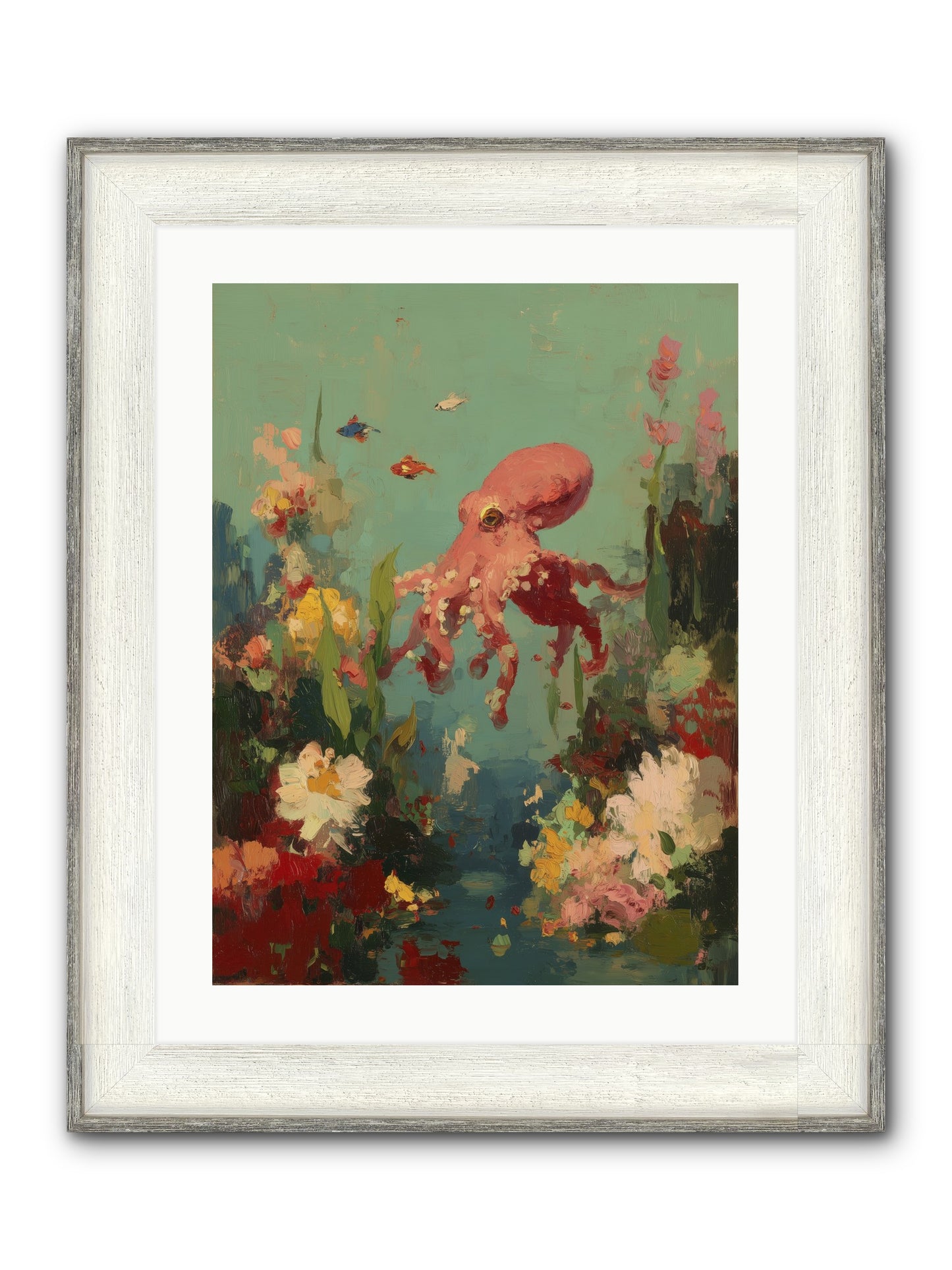 Neptune's Realm Framed Print - Driftwood White 18x24