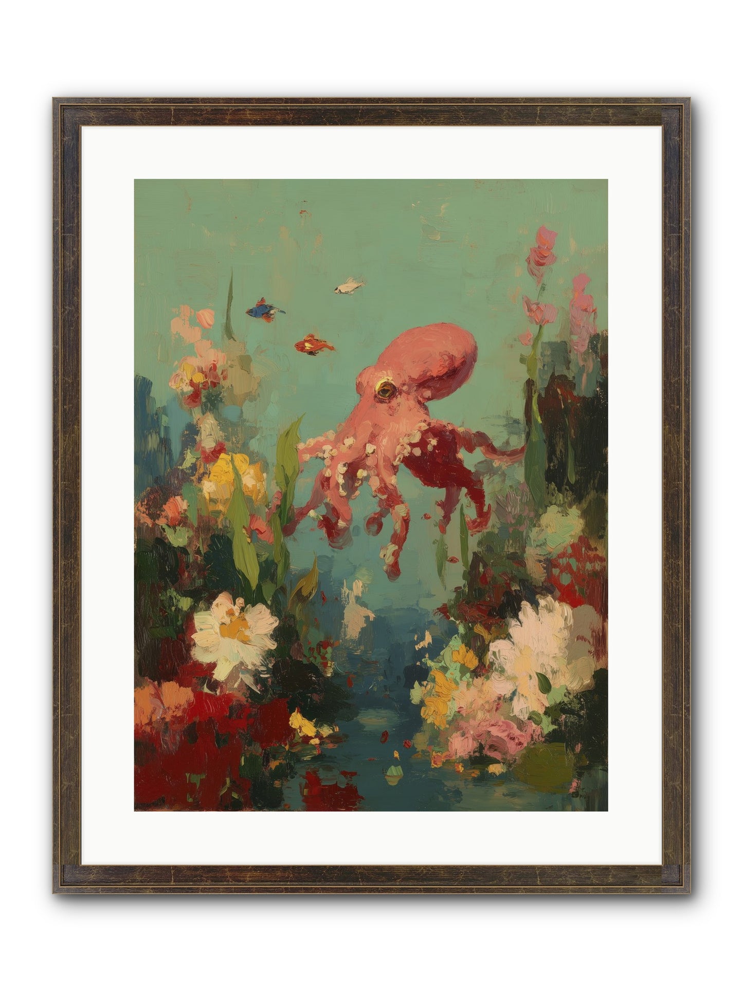 Neptune's Realm Framed Print - Slimwoods Black/Gold 18x24