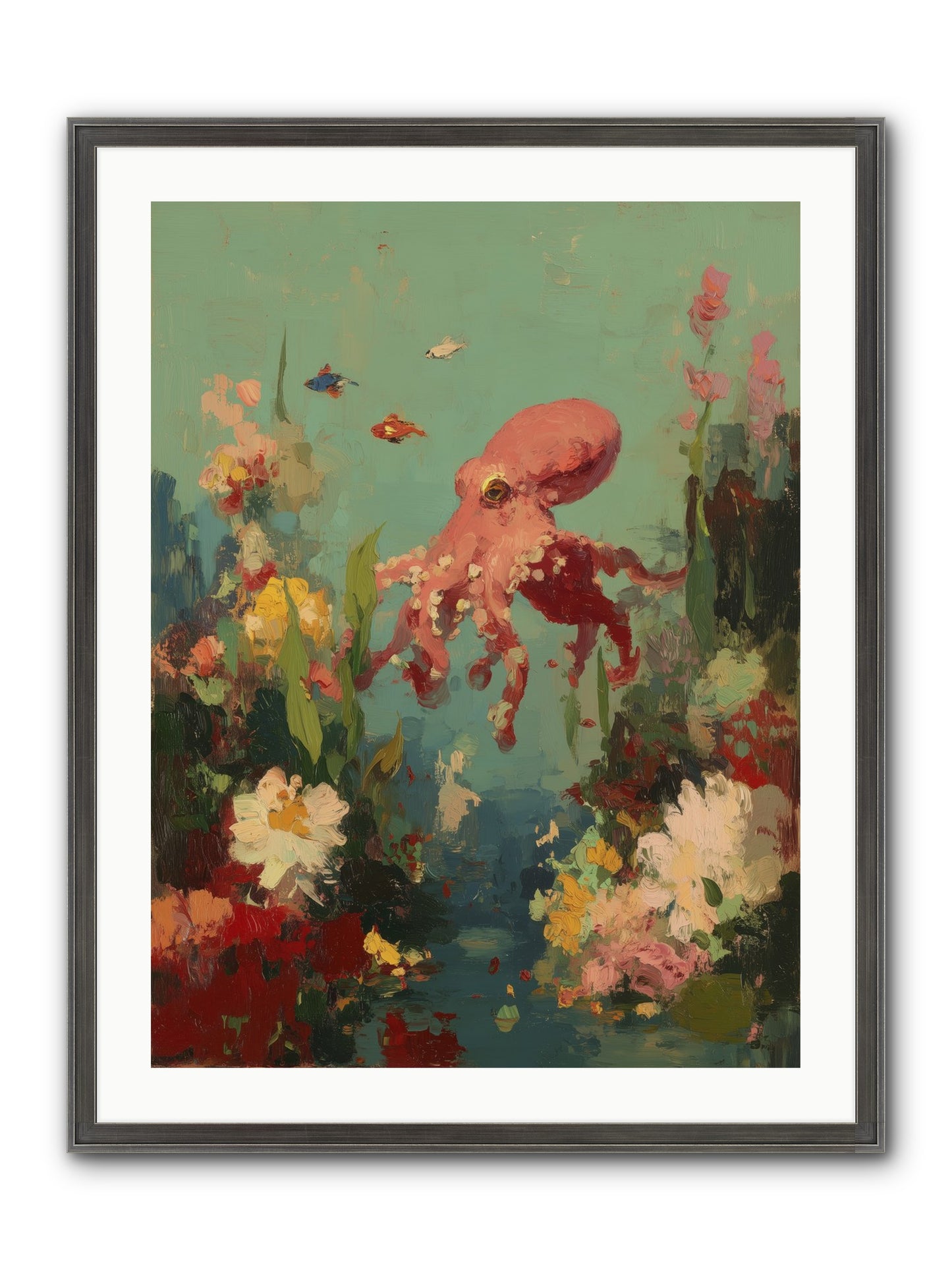 Neptune's Realm Framed Print - Slimwoods Black/Silver 24x32