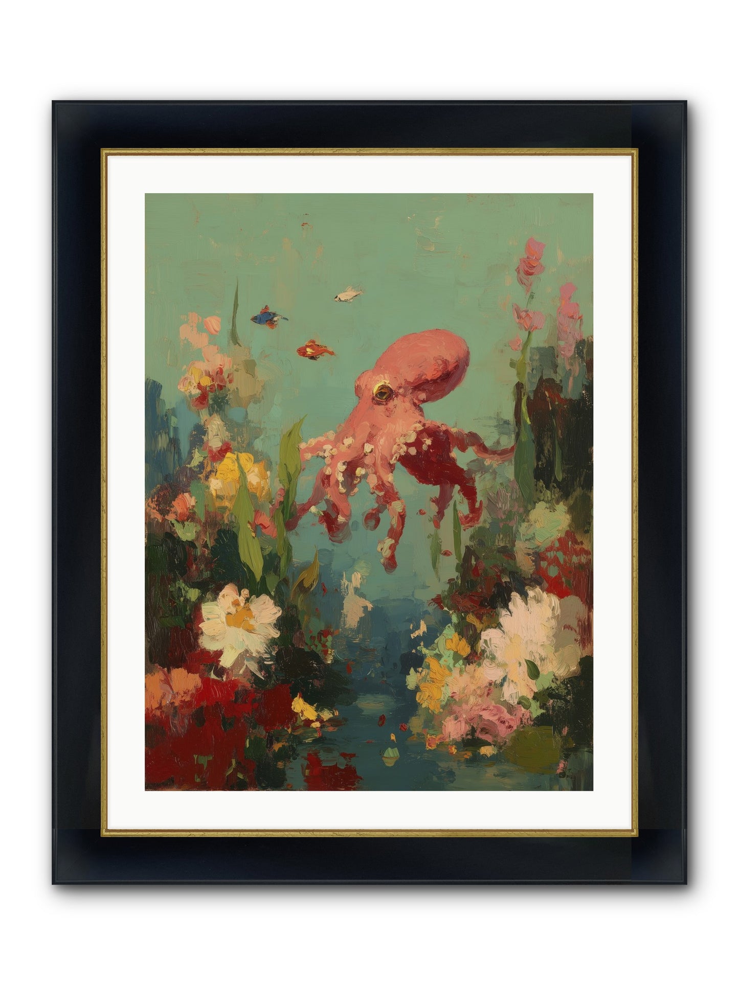 Neptune's Realm Framed Print - Wide Black w/Gold 24x32