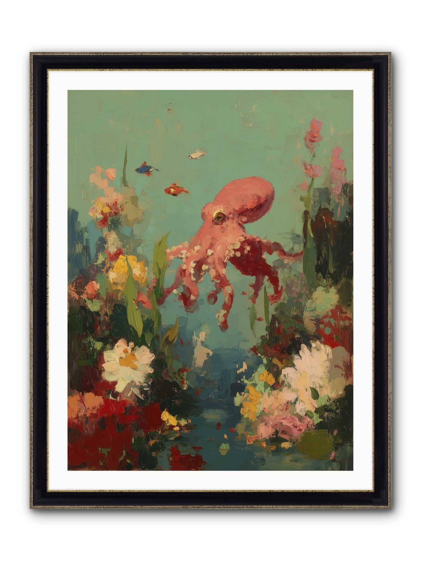 Neptune's Realm Framed Print - Black & Gold 30x40