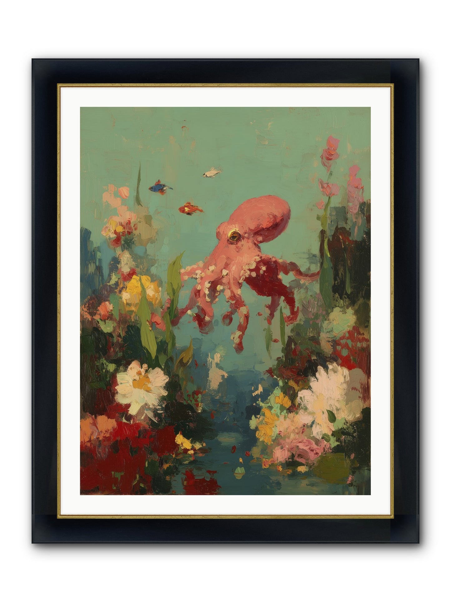 Neptune's Realm Framed Print - Wide Black w/Gold 30x40