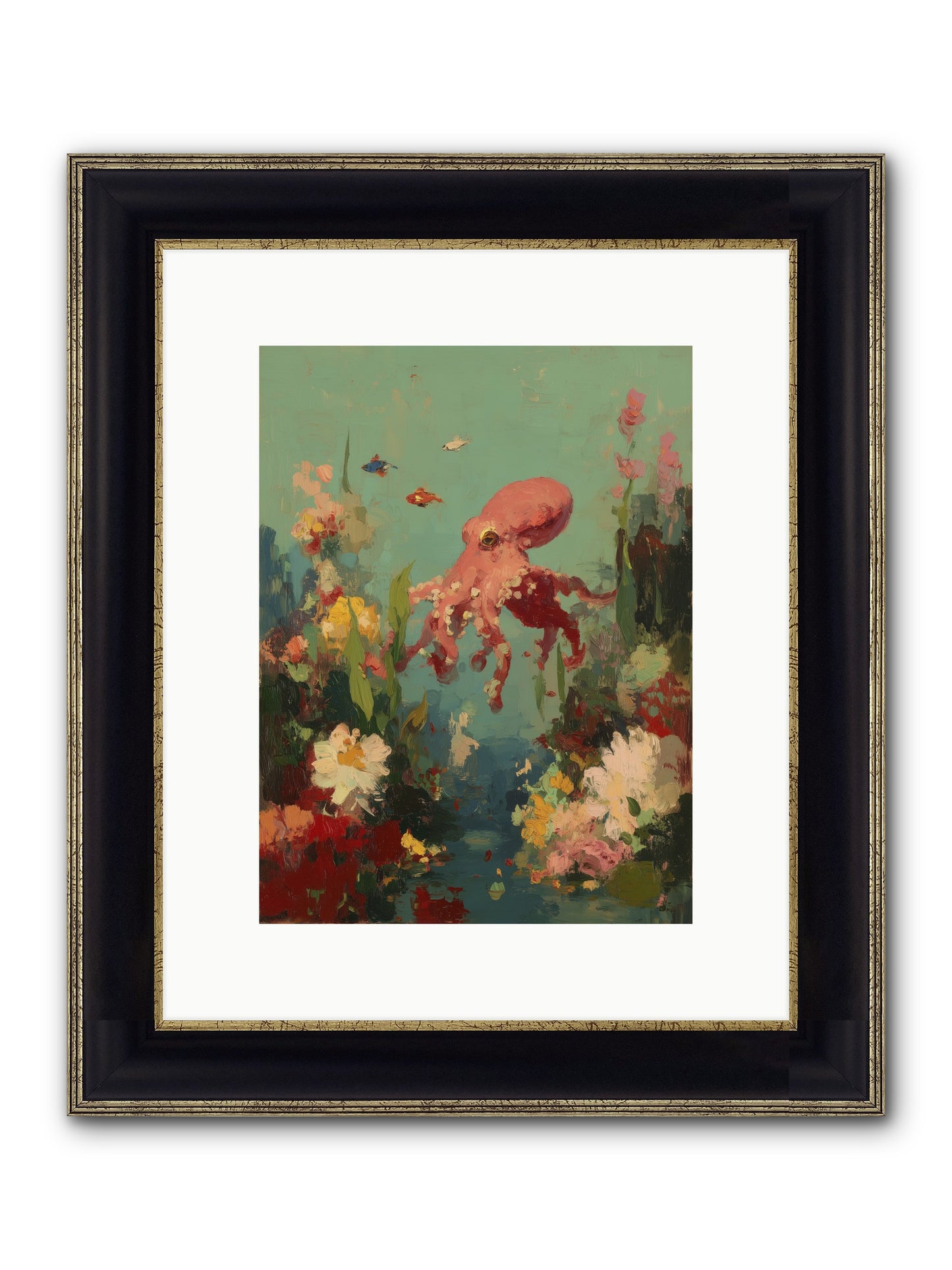 Neptune's Realm Framed Print - Black & Gold 9x12