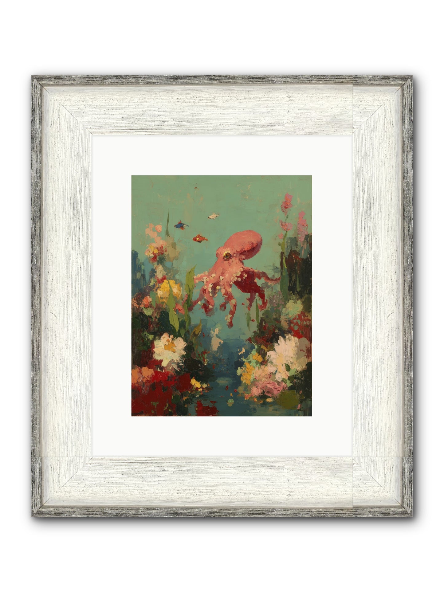 Neptune's Realm Framed Print - Driftwood White 9x12