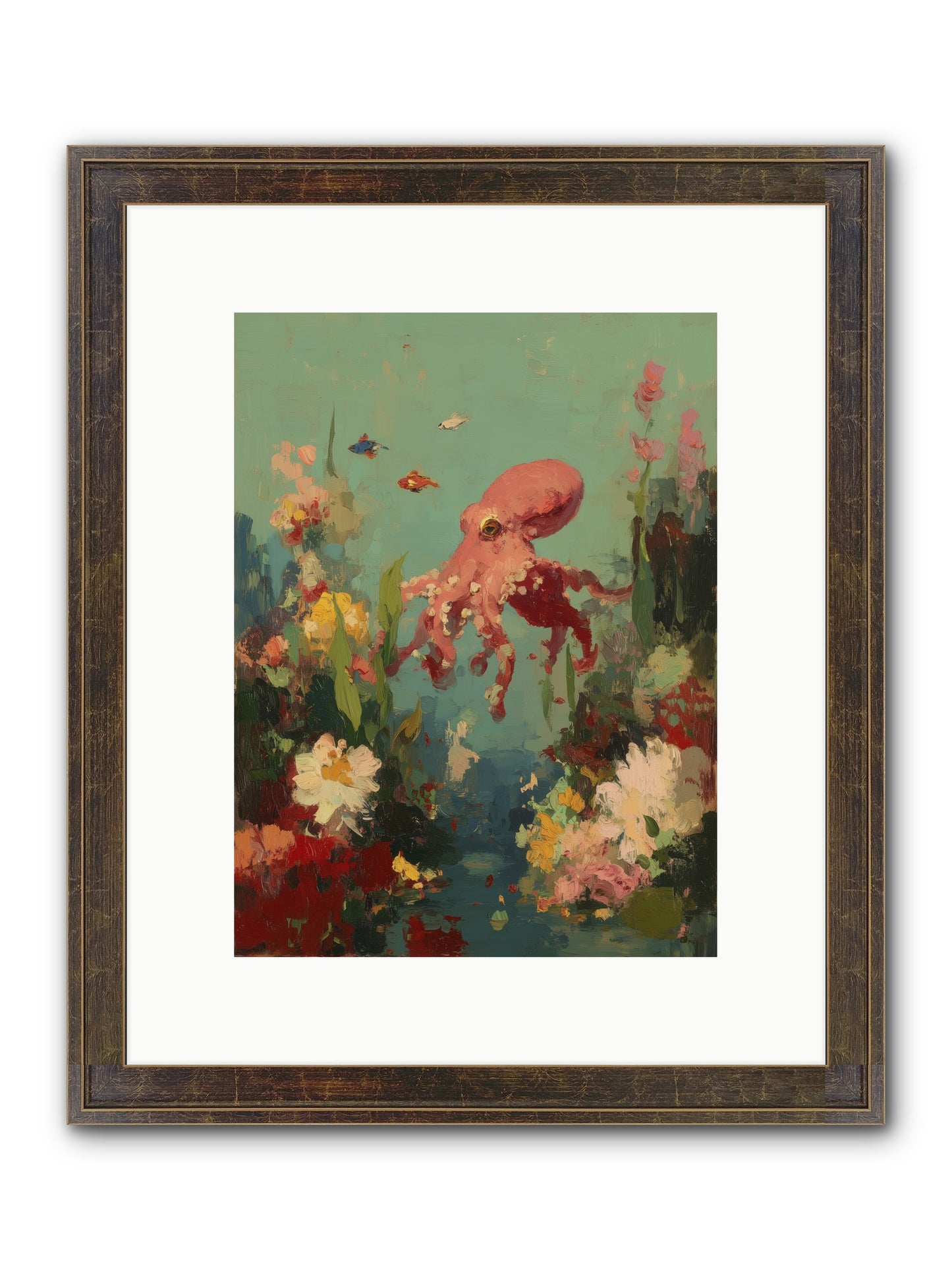Neptune's Realm Framed Print - Slimwoods Black/Gold 9x12