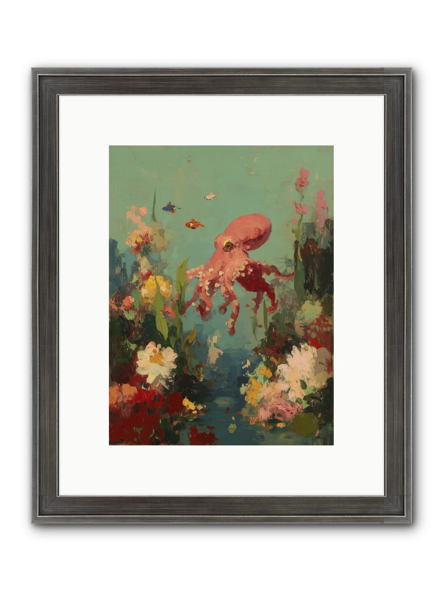 Neptune's Realm Framed Print - Slimwoods Black/Silver 9x12
