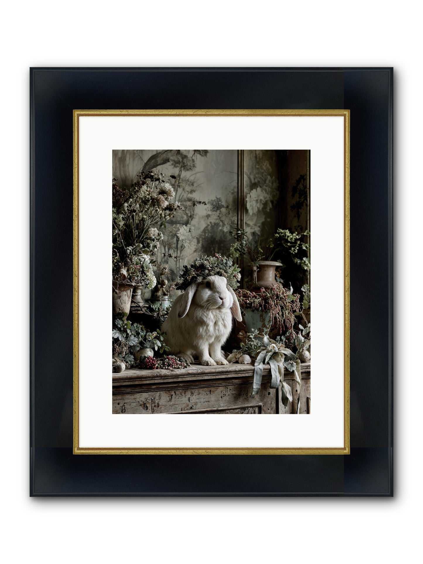 Nettia Framed Print - Wide Black w/Gold 12x16