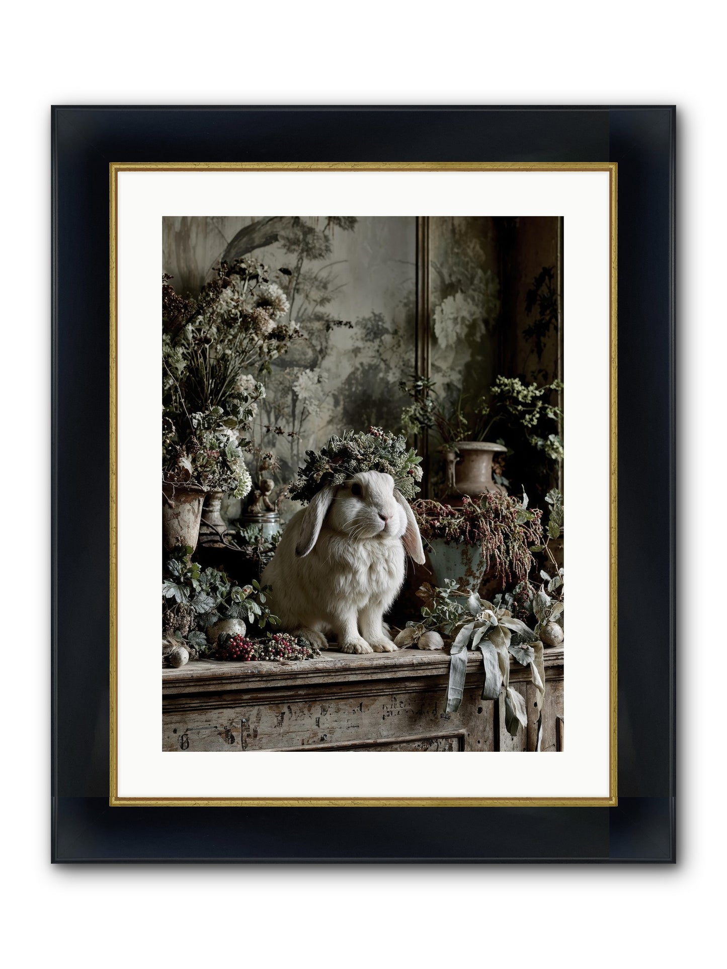 Nettia Framed Print - Wide Black w/Gold 18x24
