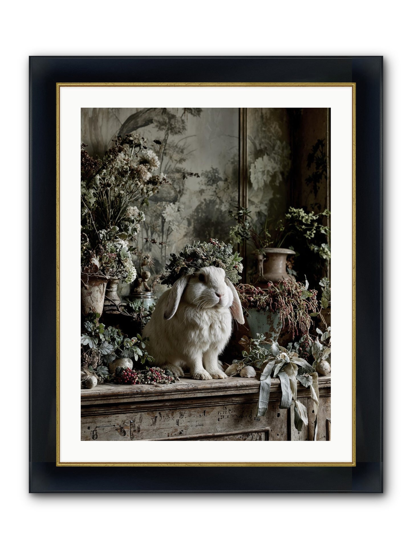 Nettia Framed Print - Wide Black w/Gold 24x32