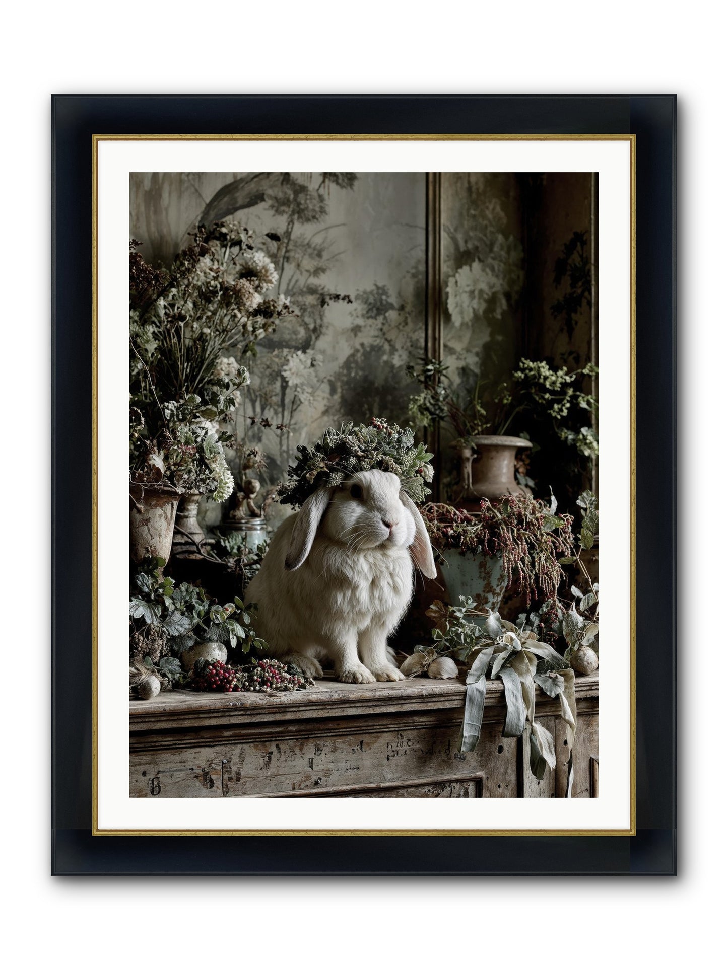 Nettia Framed Print - Wide Black w/Gold 30x40