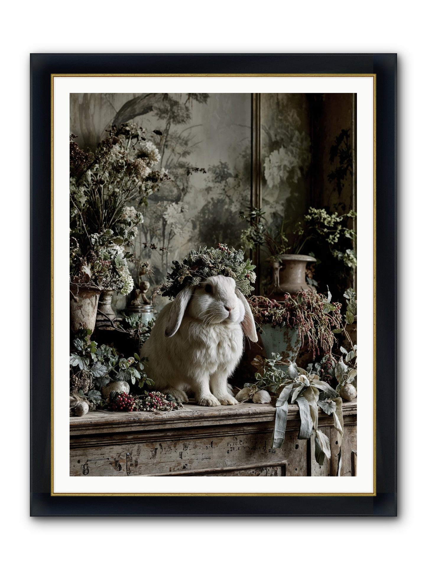 Nettia Framed Print - Wide Black w/Gold 36x48