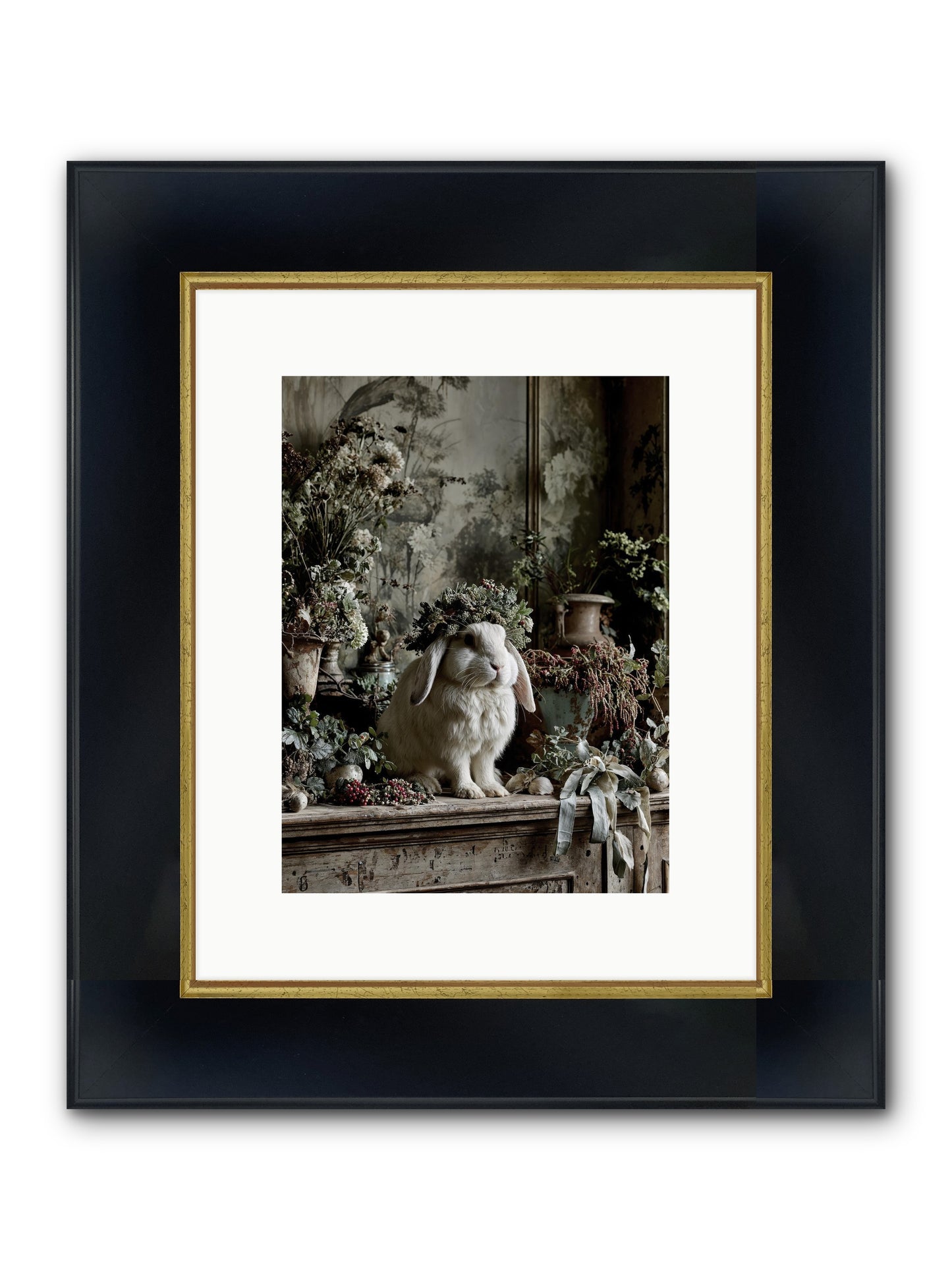 Nettia Framed Print - Wide Black w/Gold 9x12