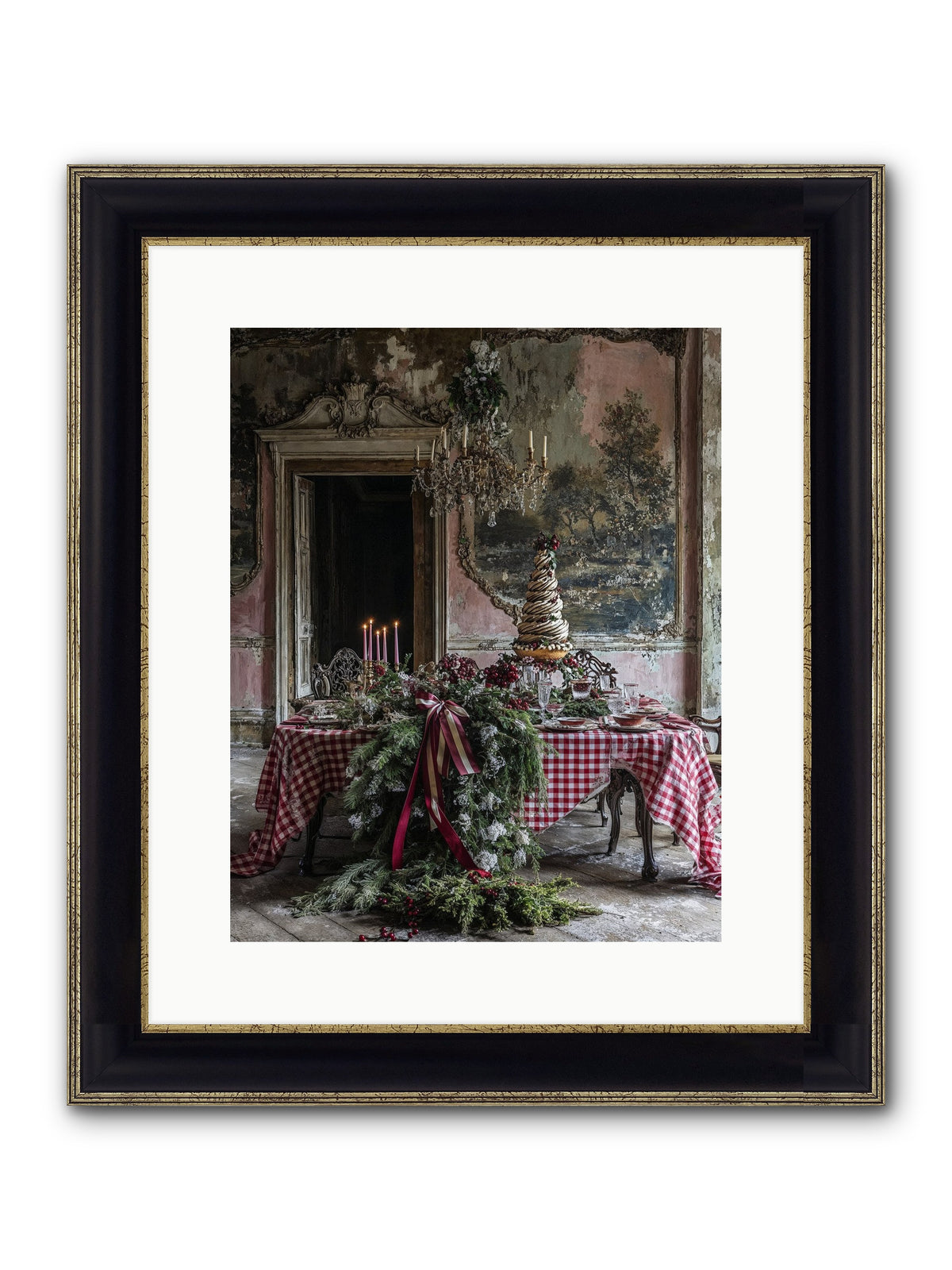 Noël À La Française Framed Print - Black & Gold 12x15
