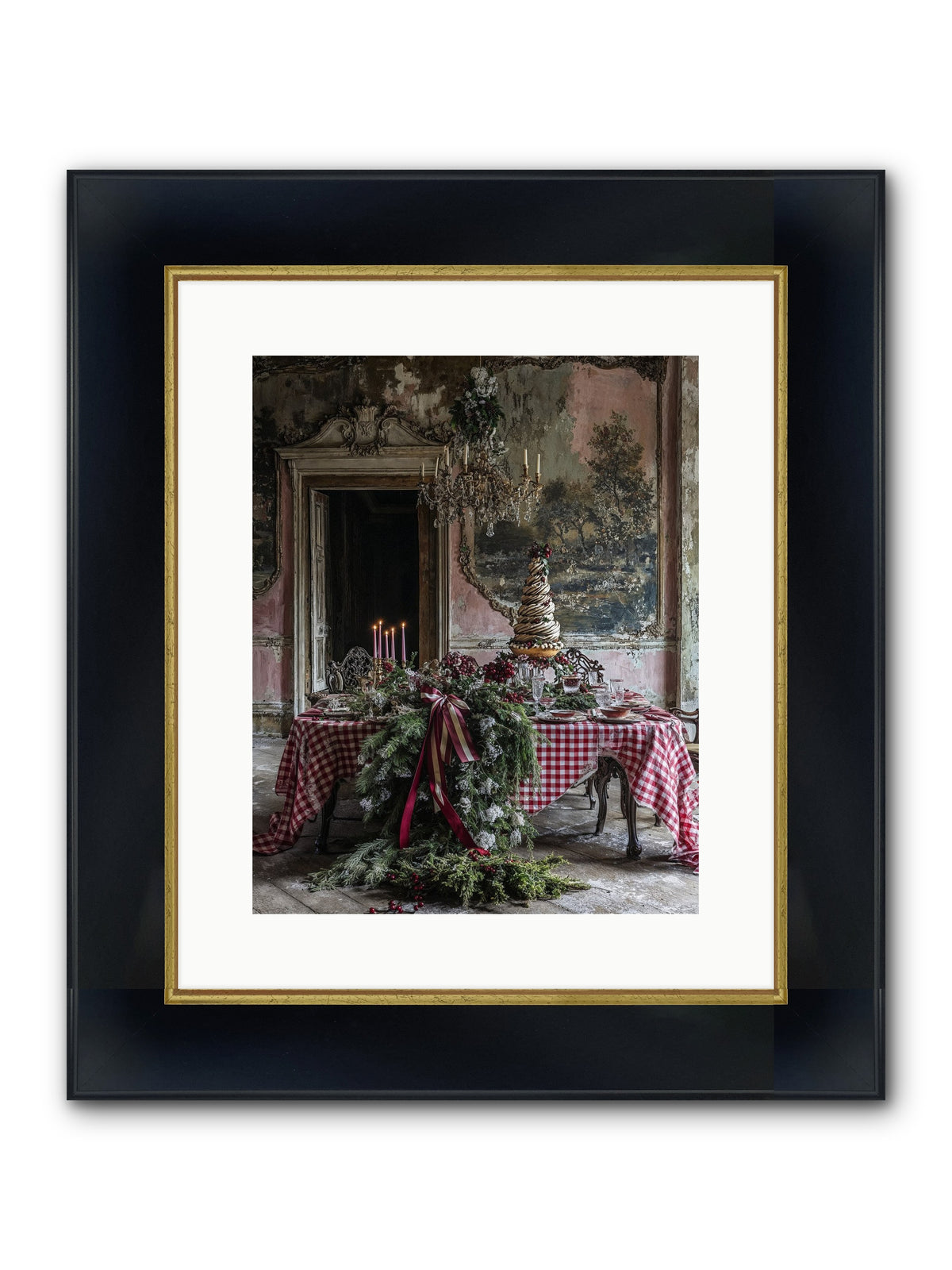 Noël À La Française Framed Print - Wide Black w/Gold 12x15